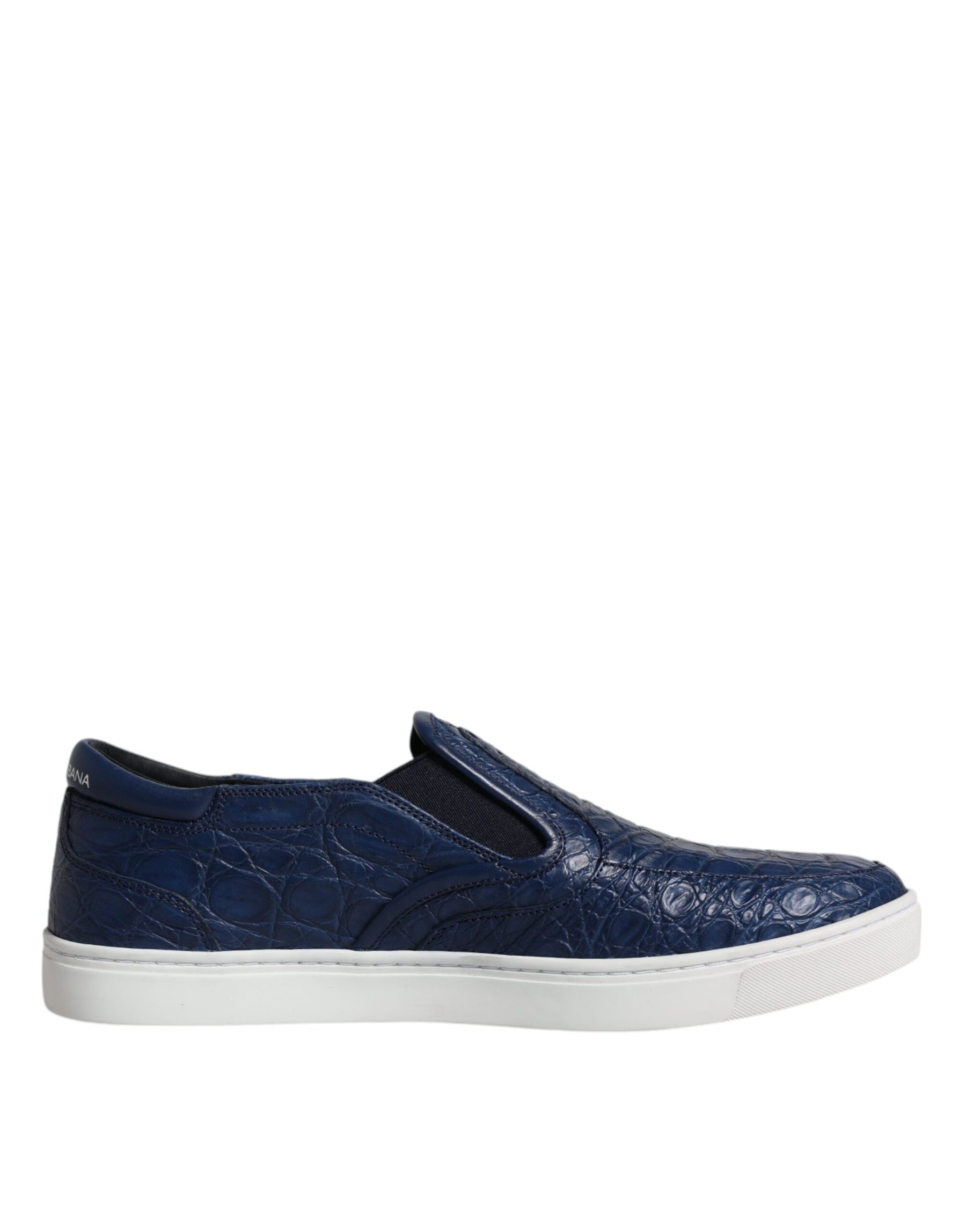 Dolce & Gabbana Blue Croc Exotic Leather Men Sneakers Shoes | Regal Royce