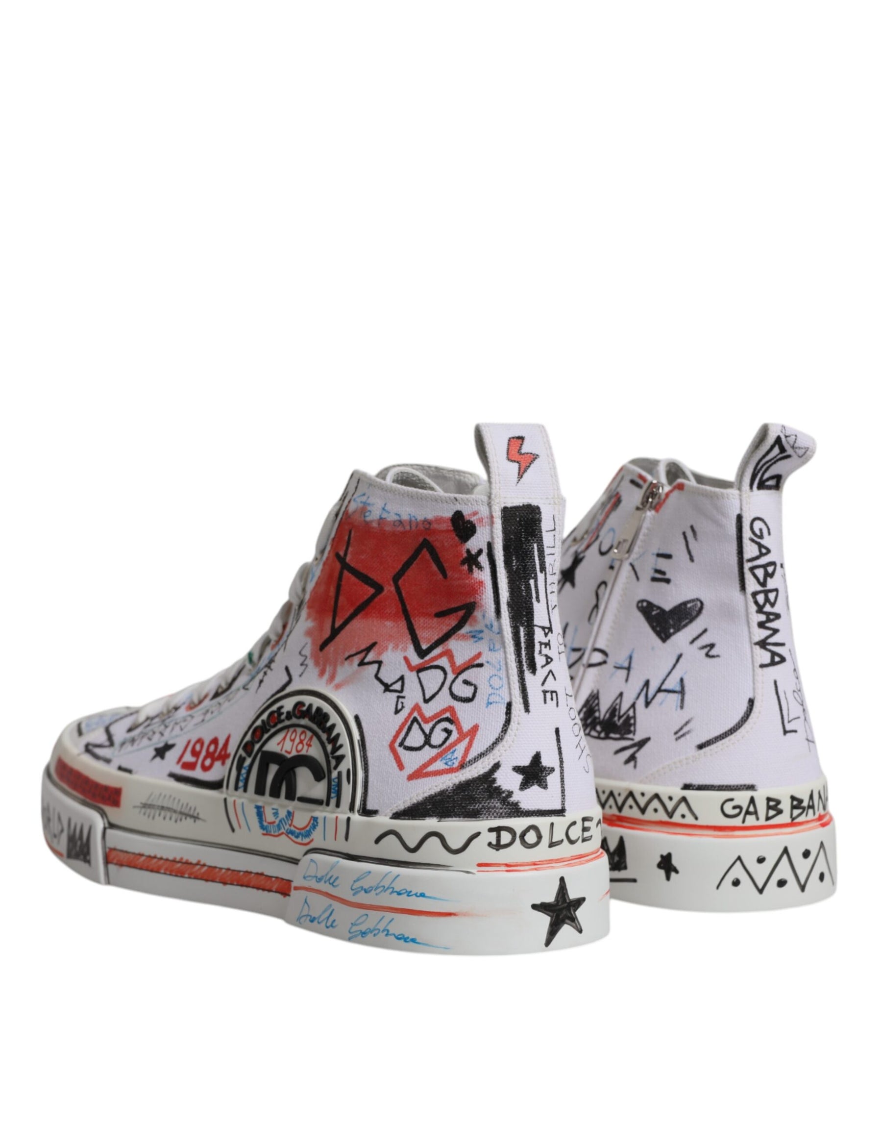 Dolce & Gabbana White Portofino Graffiti High Top Men Sneakers Shoes | Regal Royce
