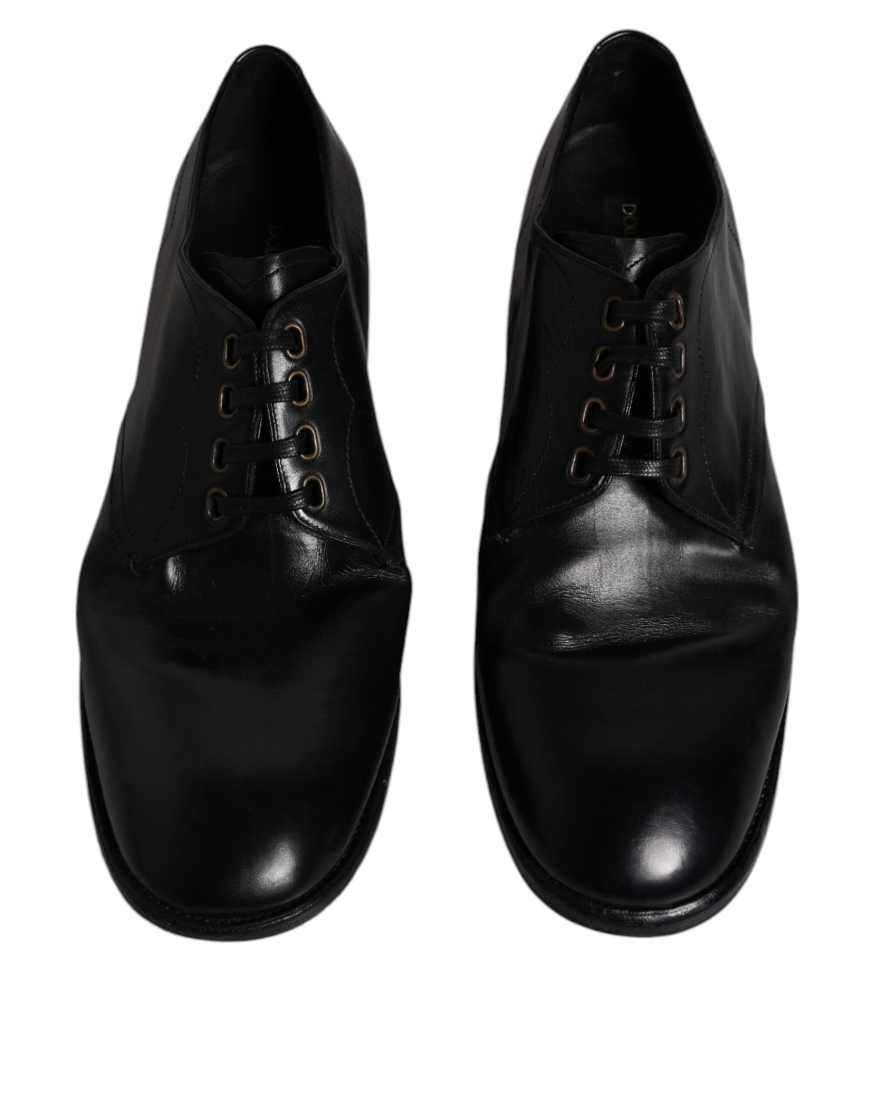 Dolce & Gabbana Black Leather Derby Formal Men Dress Shoes | Regal Royce