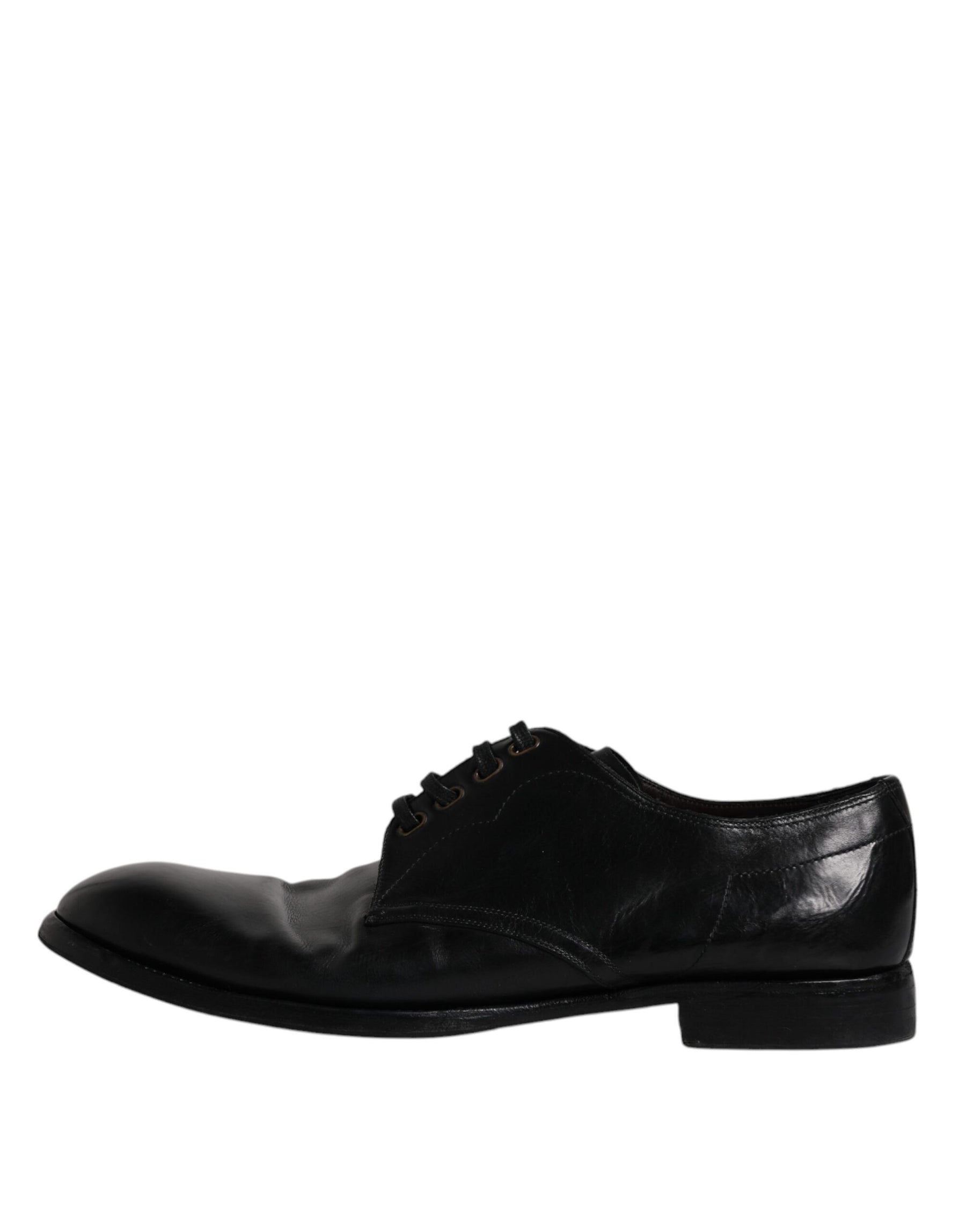 Dolce & Gabbana Black Leather Derby Formal Men Dress Shoes | Regal Royce