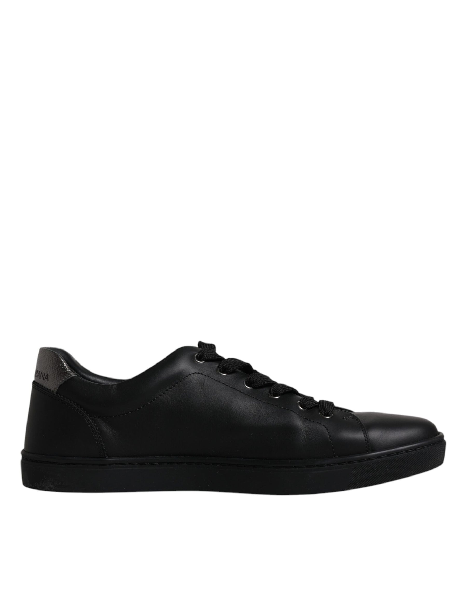 Dolce & Gabbana Black Leather London Heart Men Sneakers Shoes | Regal Royce