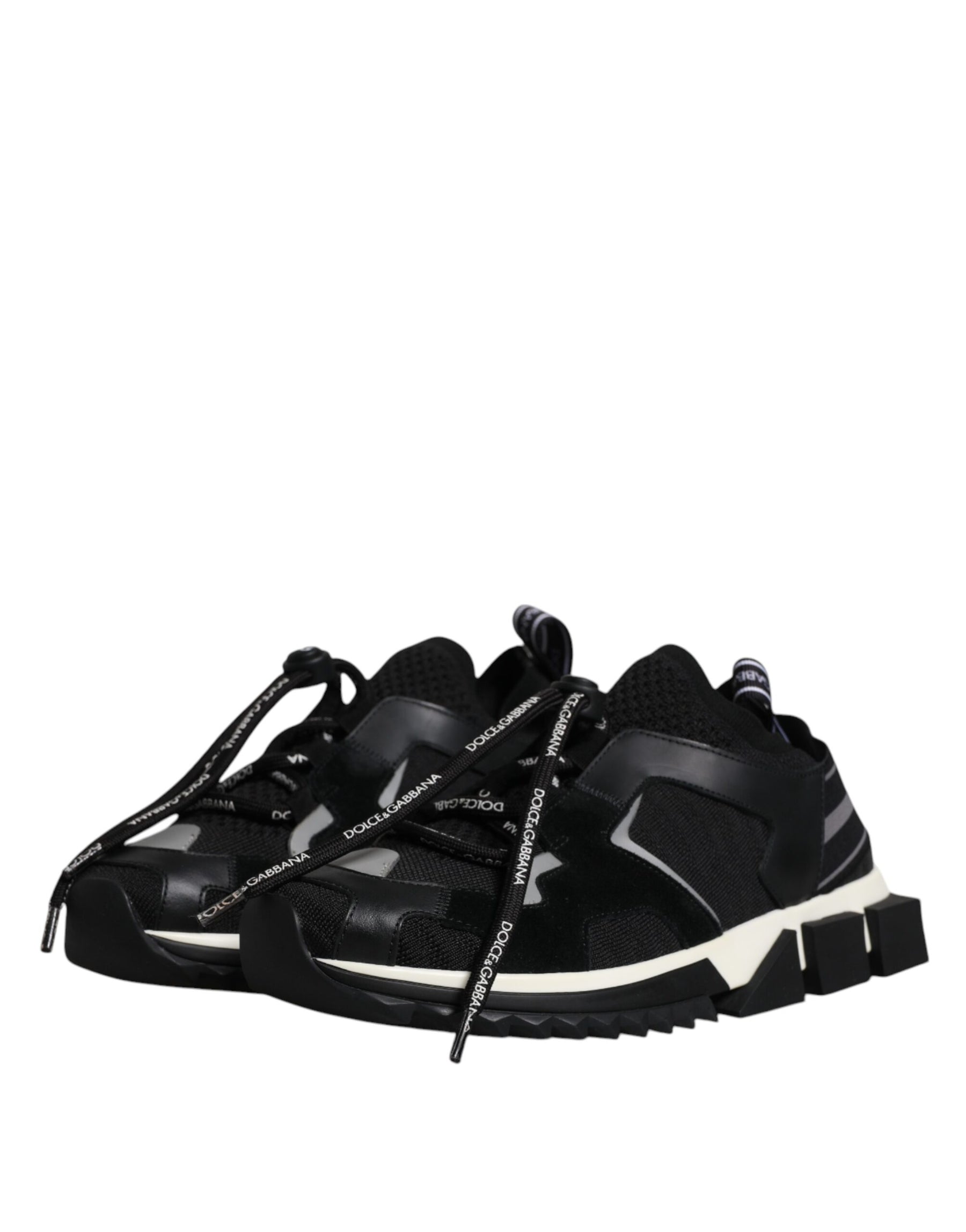 Dolce & Gabbana Black White Logo Sorrento Mens Sneakers Shoes | Regal Royce