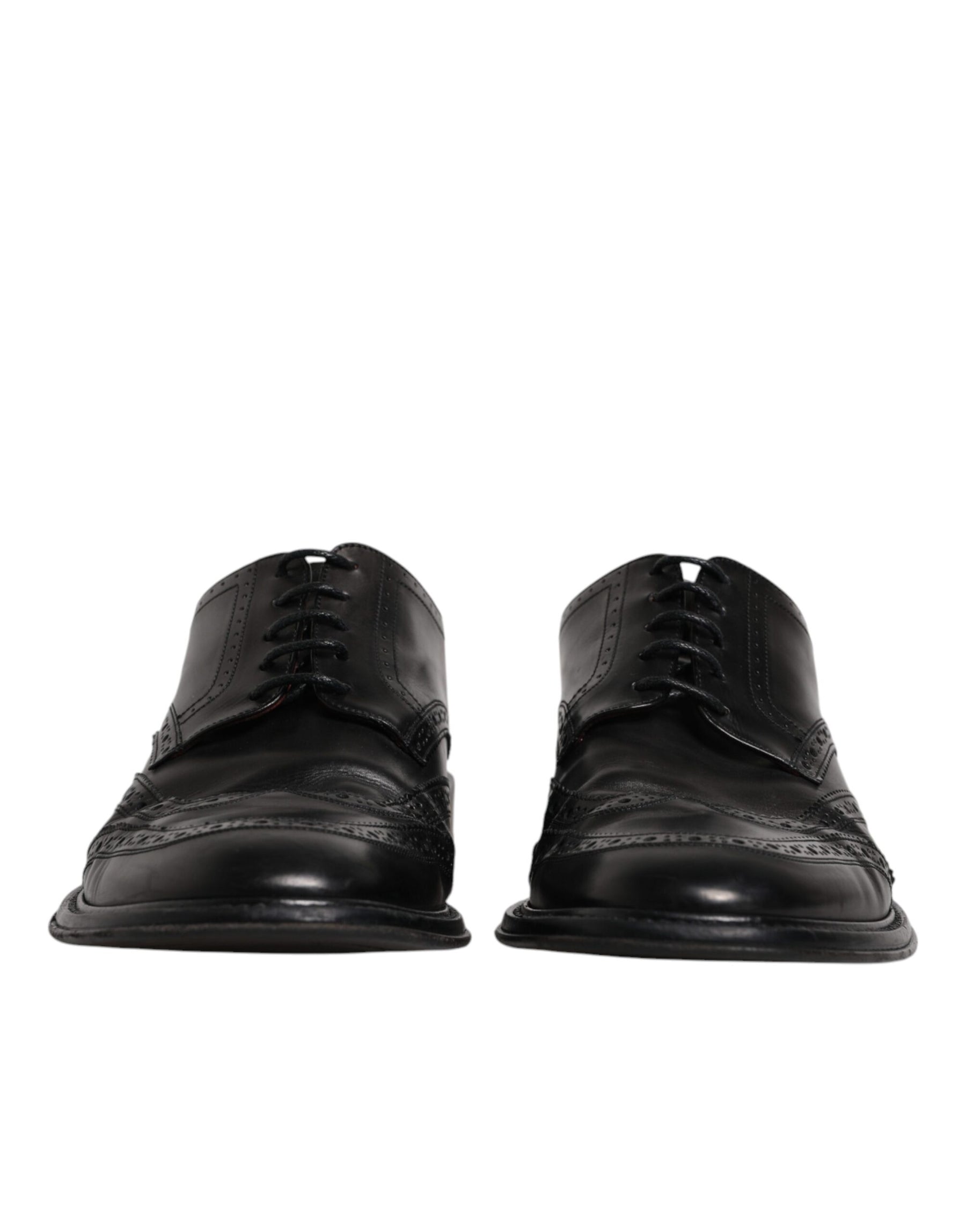 Dolce & Gabbana Black Leather Derby Wingtip Formal Shoes | Regal Royce