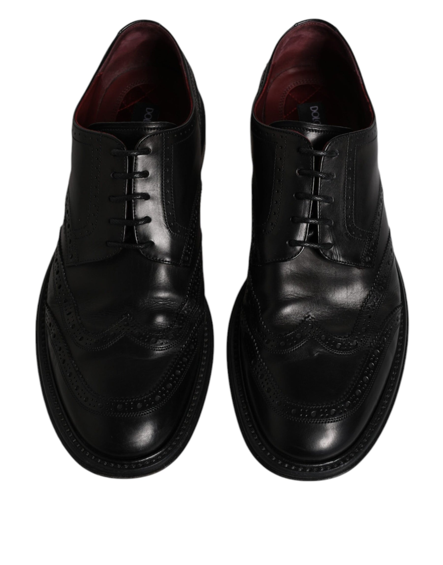Dolce & Gabbana Black Leather Derby Wingtip Formal Shoes | Regal Royce