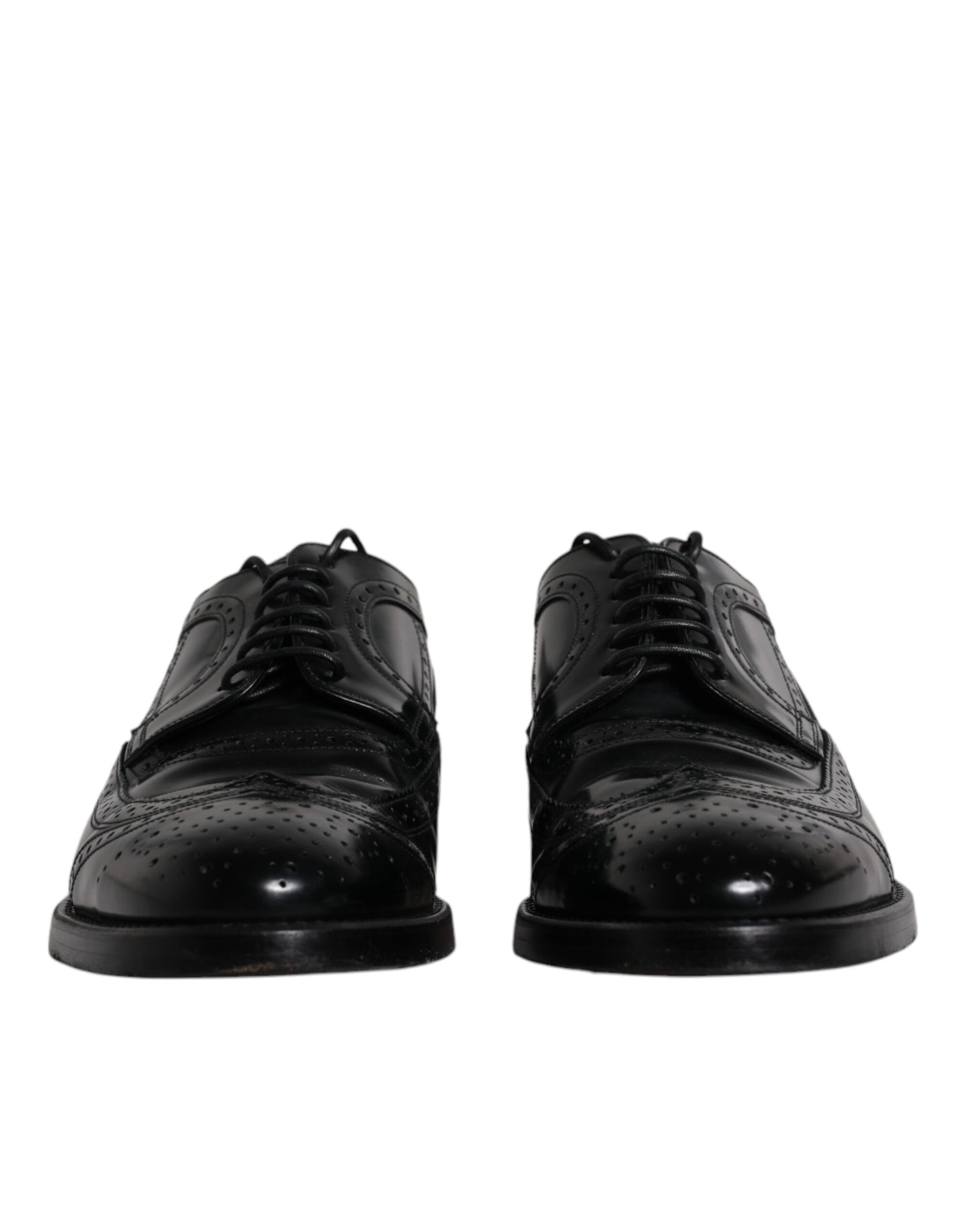 Dolce & Gabbana Black Leather Derby Wingtip Formal Shoes | Regal Royce