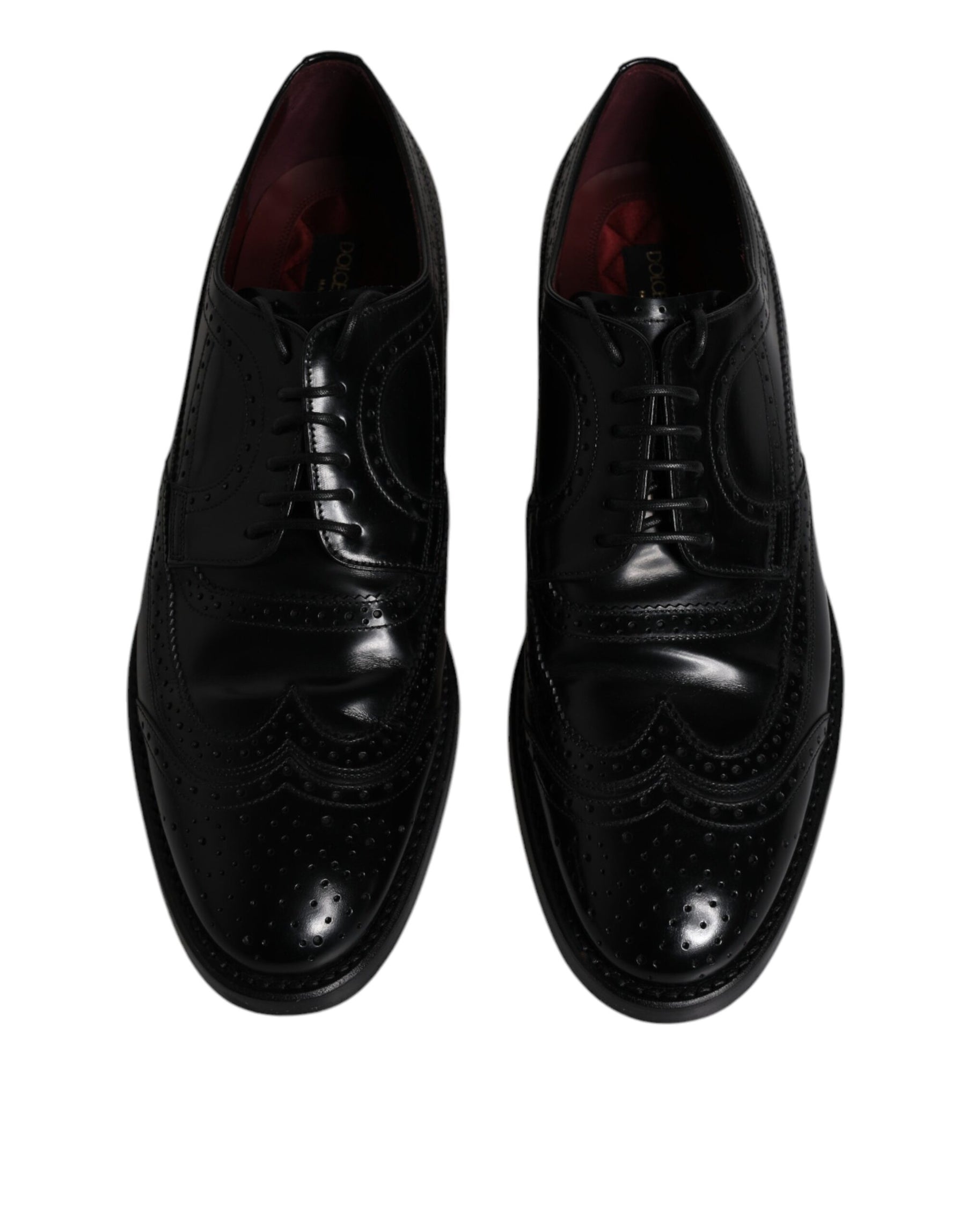 Dolce & Gabbana Black Leather Derby Wingtip Formal Shoes | Regal Royce
