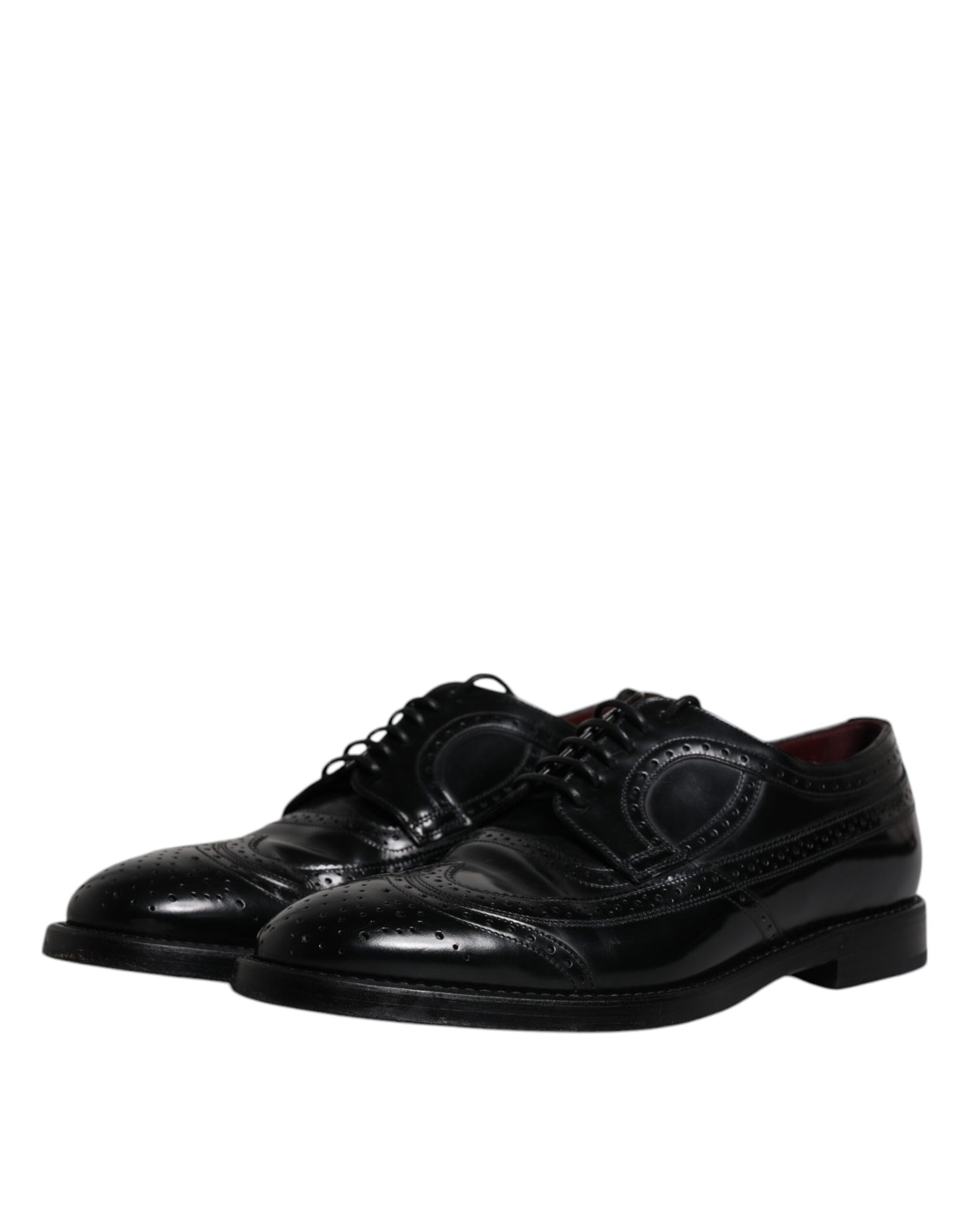 Dolce & Gabbana Black Leather Derby Wingtip Formal Shoes | Regal Royce