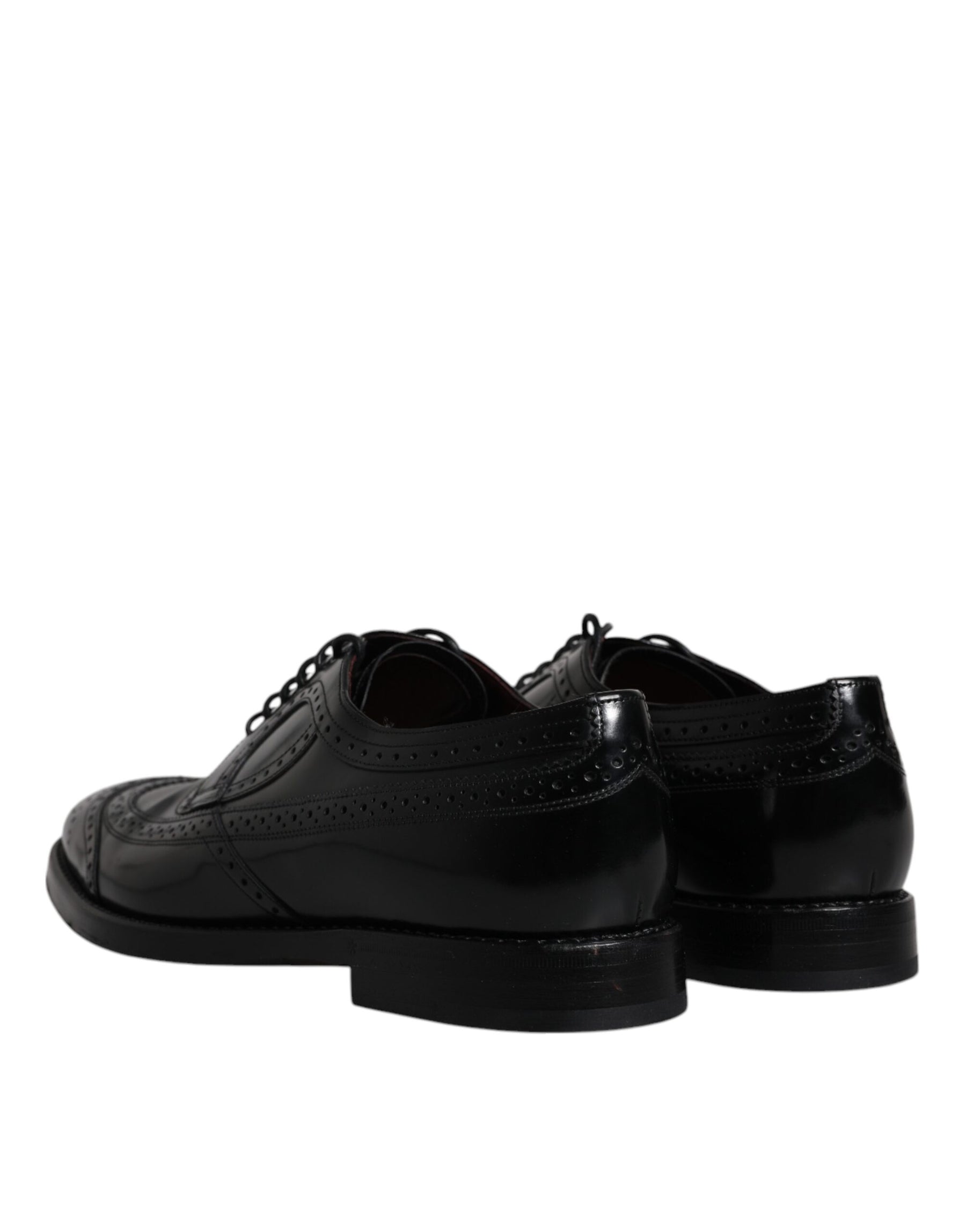 Dolce & Gabbana Black Leather Derby Wingtip Formal Shoes | Regal Royce