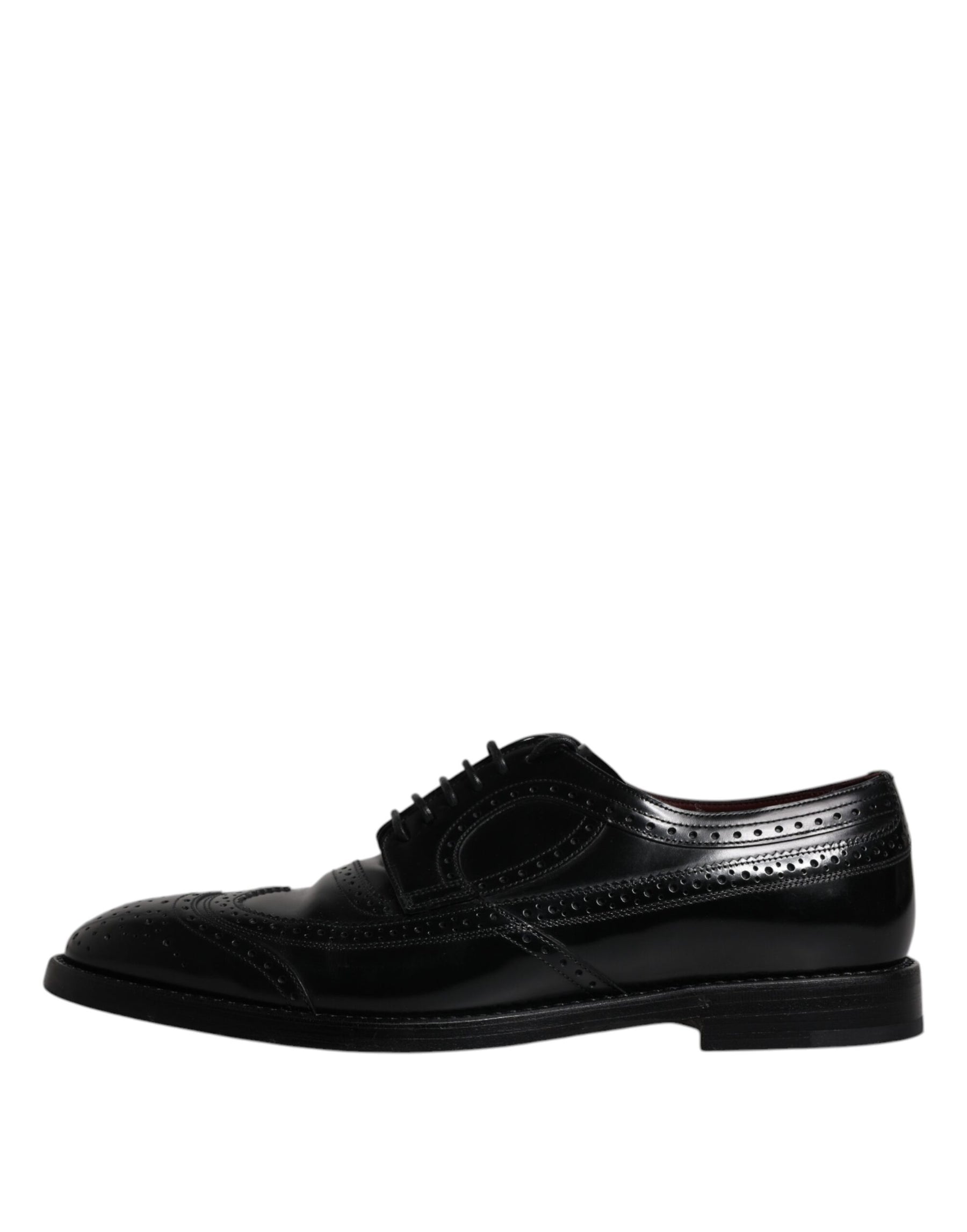 Dolce & Gabbana Black Leather Derby Wingtip Formal Shoes | Regal Royce
