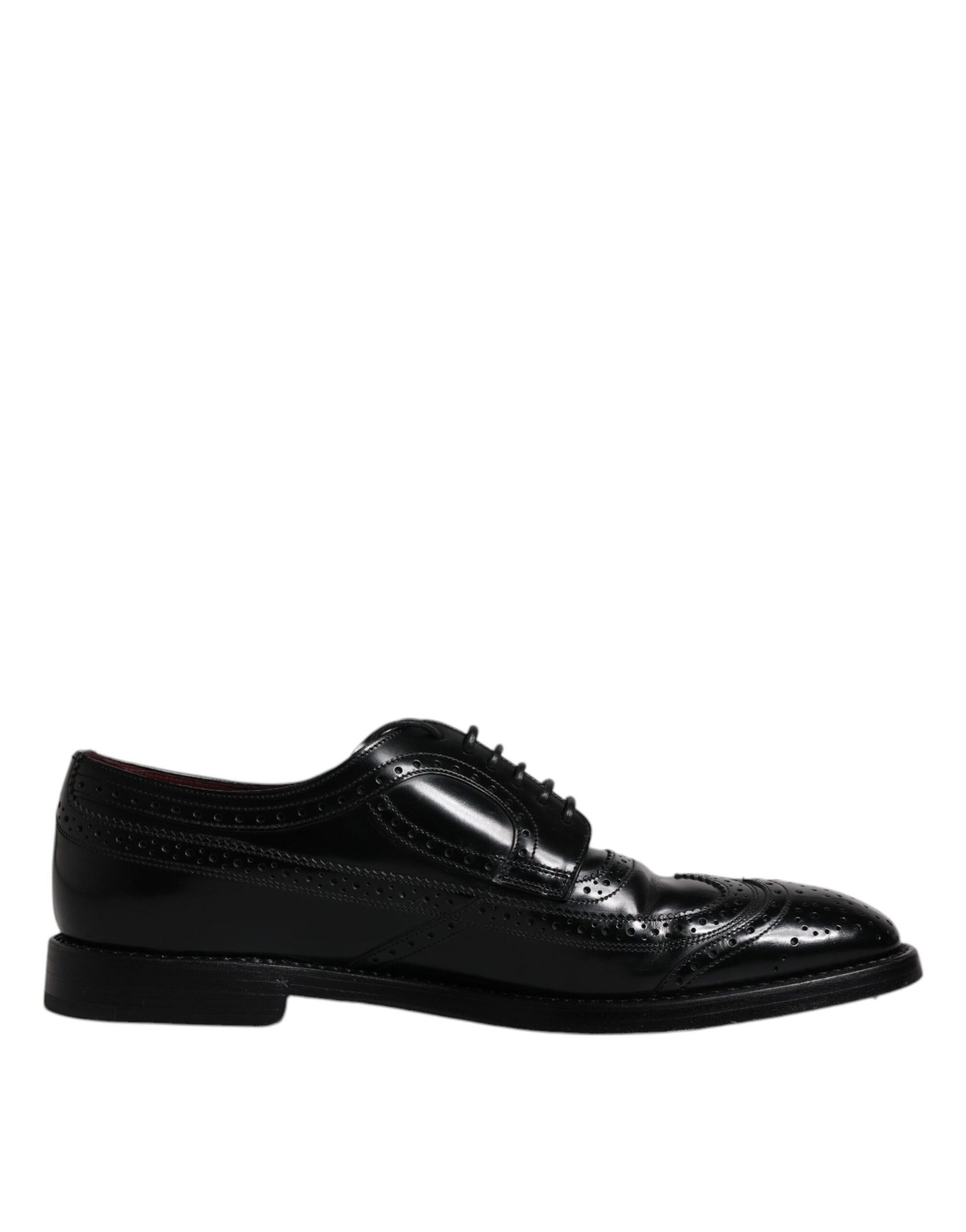 Dolce & Gabbana Black Leather Derby Wingtip Formal Shoes | Regal Royce