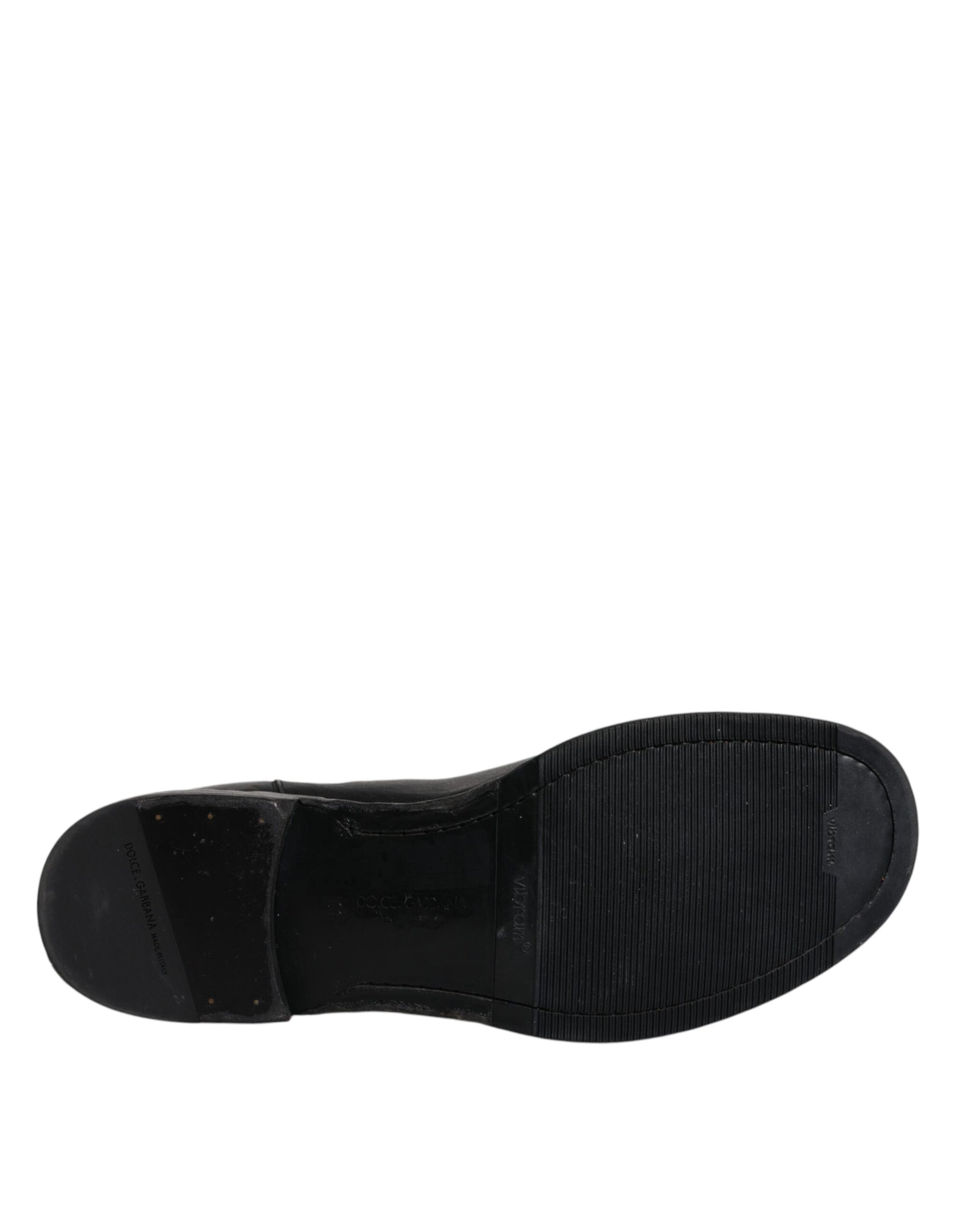 Dolce & Gabbana Black Horse Leather Mid Calf Boots Shoes | Regal Royce