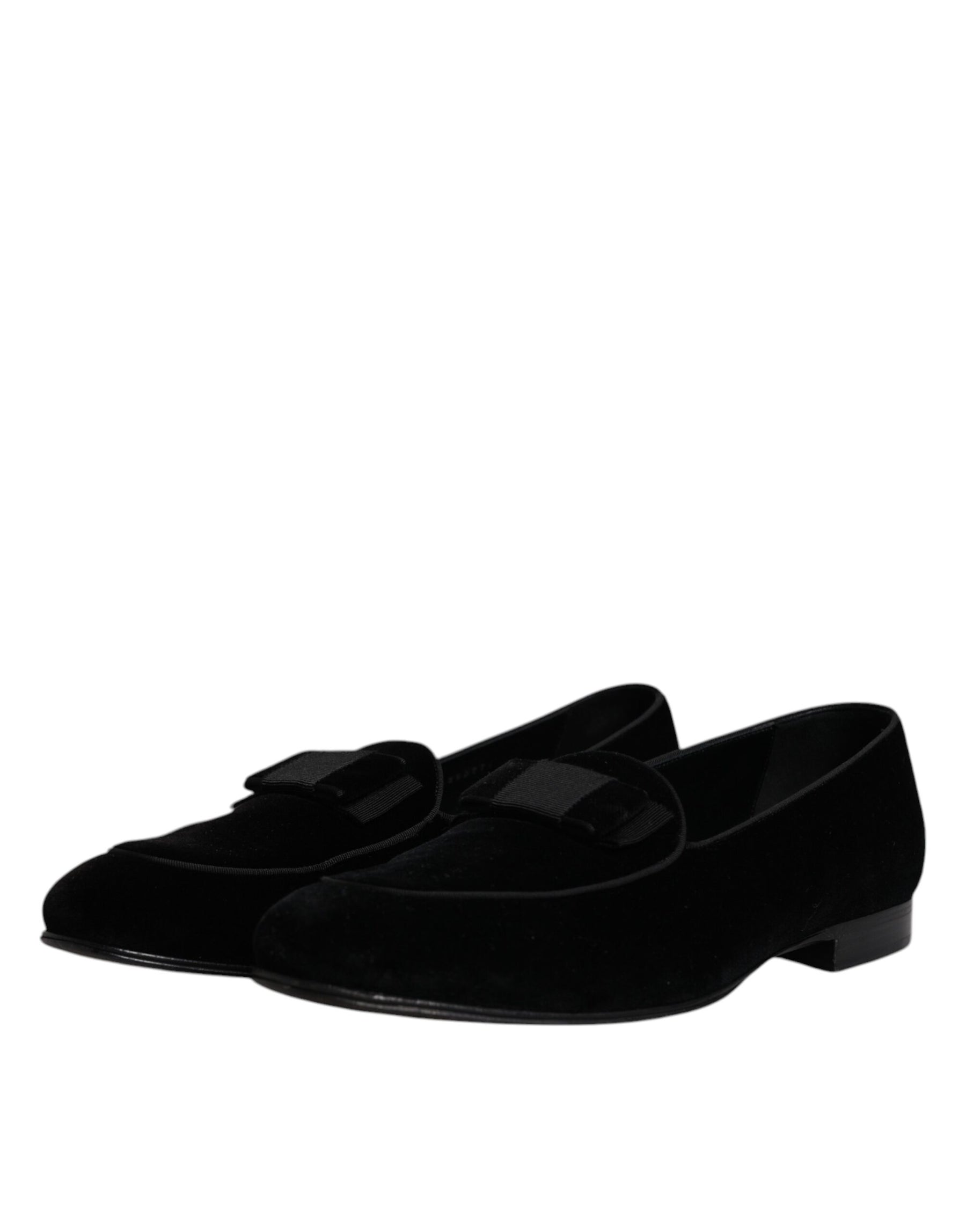 Dolce & Gabbana Black Velvet Loafers Formal Men Dress Shoes | Regal Royce