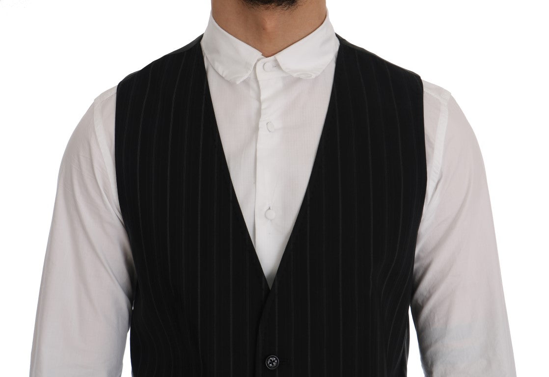 Dolce & Gabbana Black STAFF Cotton Striped Vest | Regal Royce