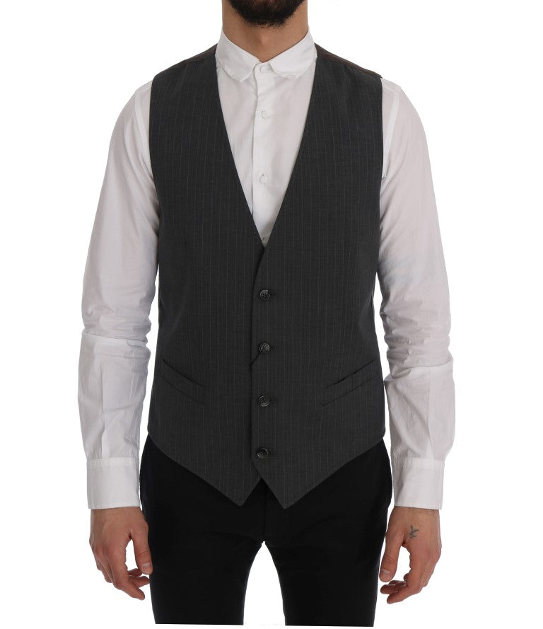 Dolce & Gabbana Gray STAFF Cotton Striped Vest | Regal Royce