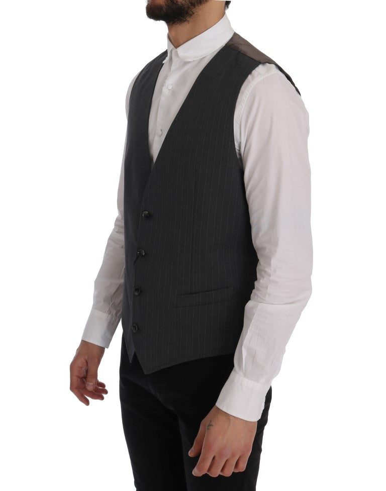 Dolce & Gabbana Gray STAFF Cotton Striped Vest | Regal Royce