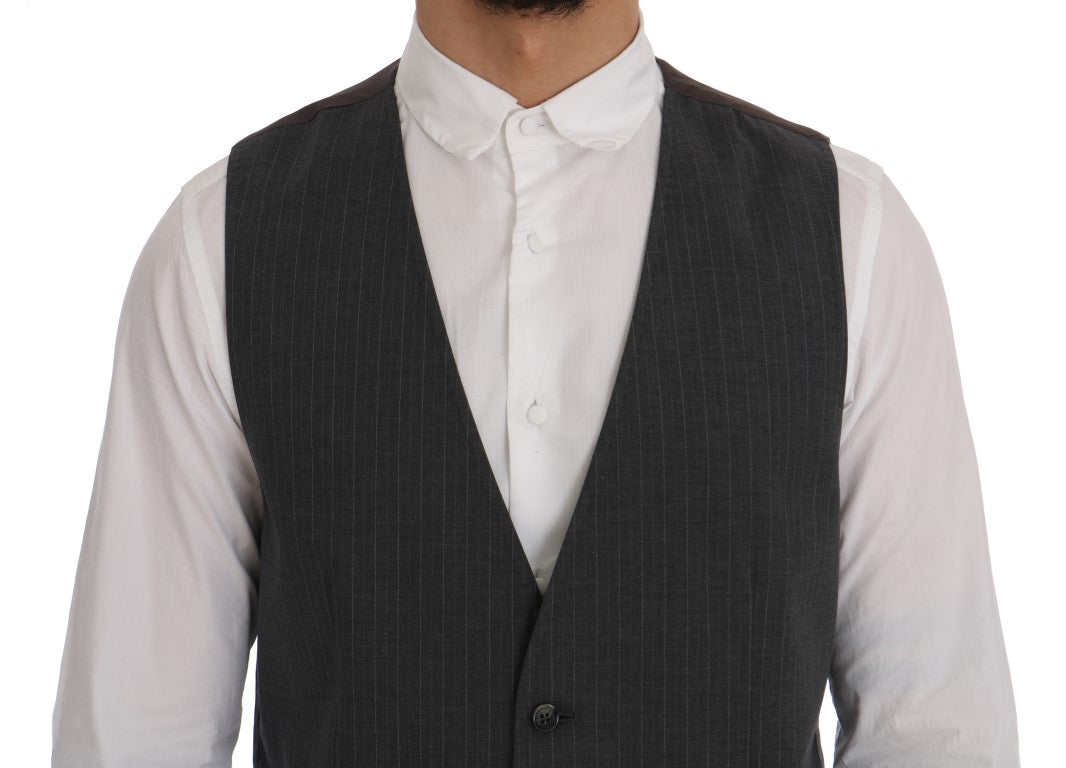 Dolce & Gabbana Gray STAFF Cotton Striped Vest | Regal Royce