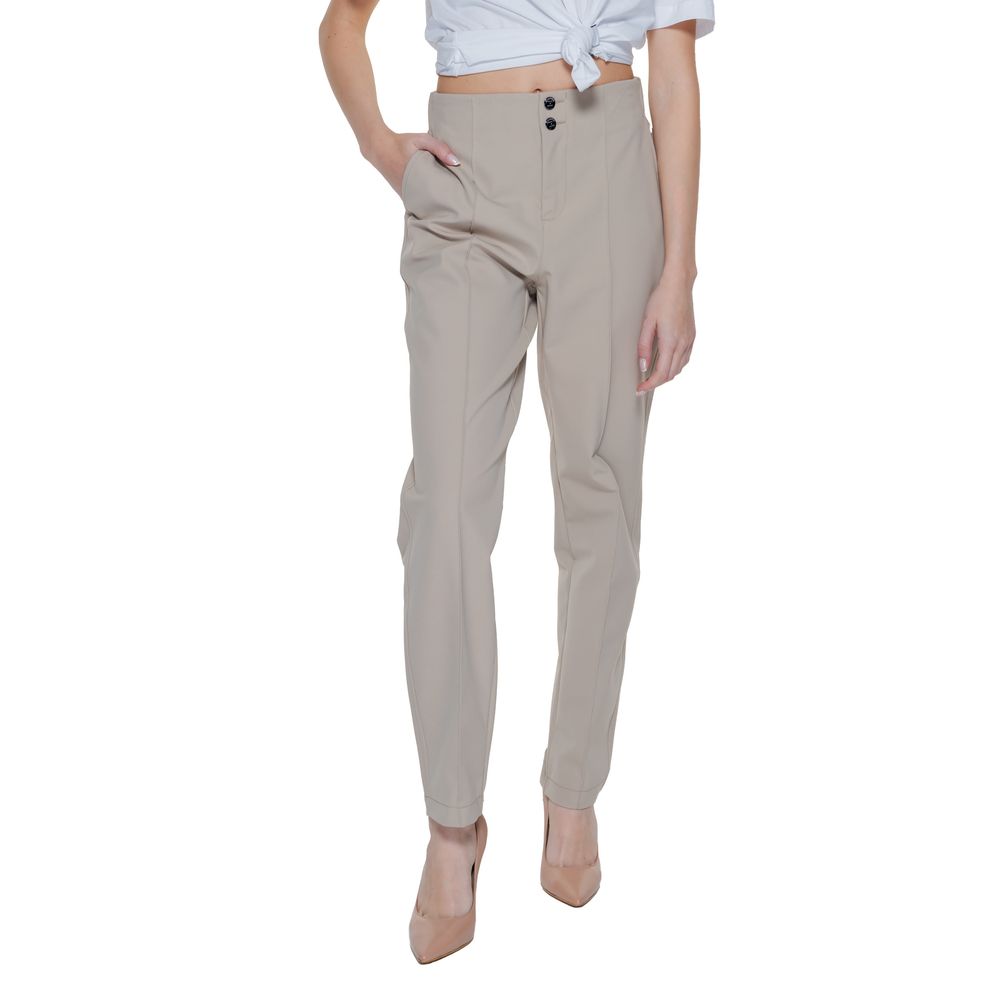 Street One Beige Polyamide Cropped Pants | Regal Royce