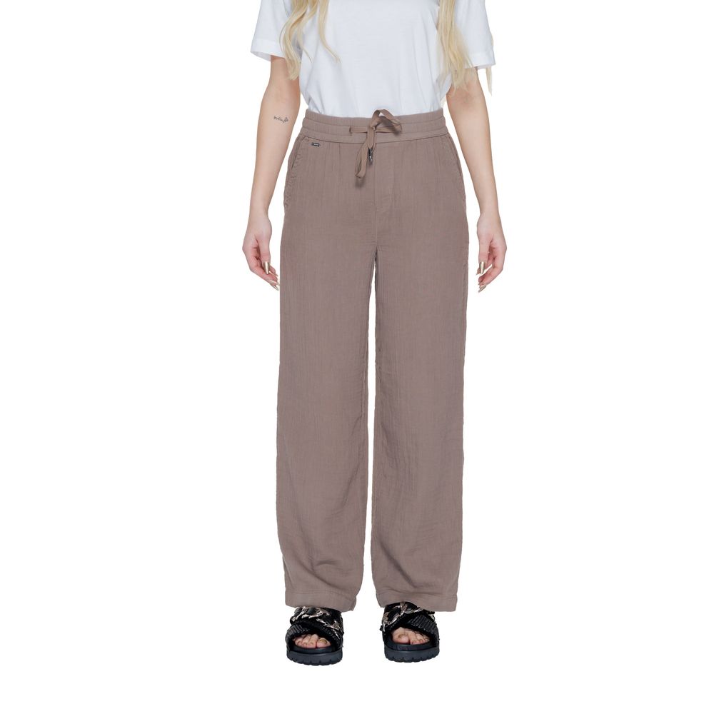 Street One Brown Cotton Casual Pants | Regal Royce