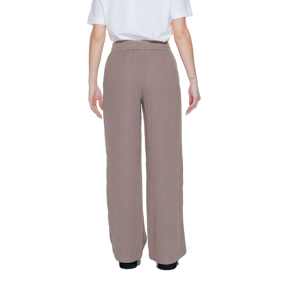Street One Brown Cotton Casual Pants | Regal Royce