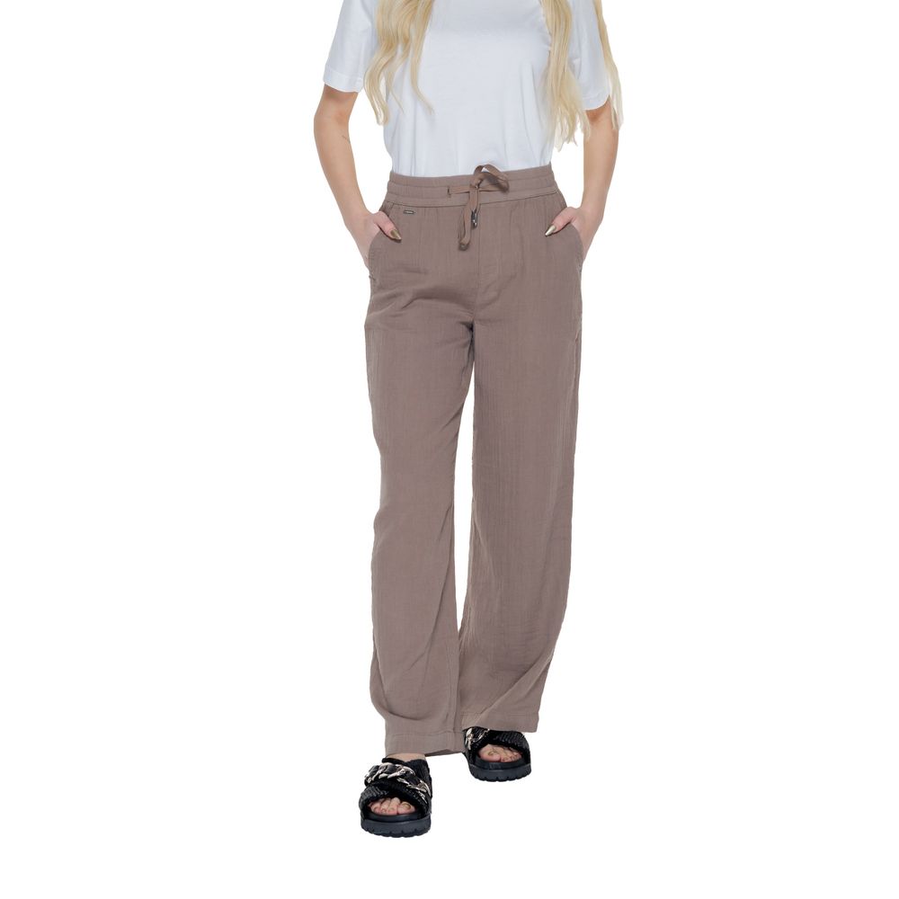 Street One Brown Cotton Casual Pants | Regal Royce