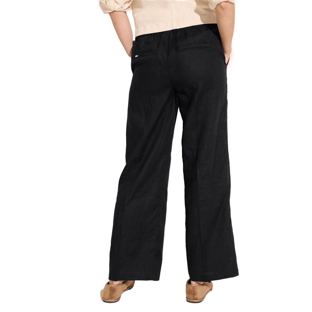 Street One Black Linen Casual Pants | Regal Royce