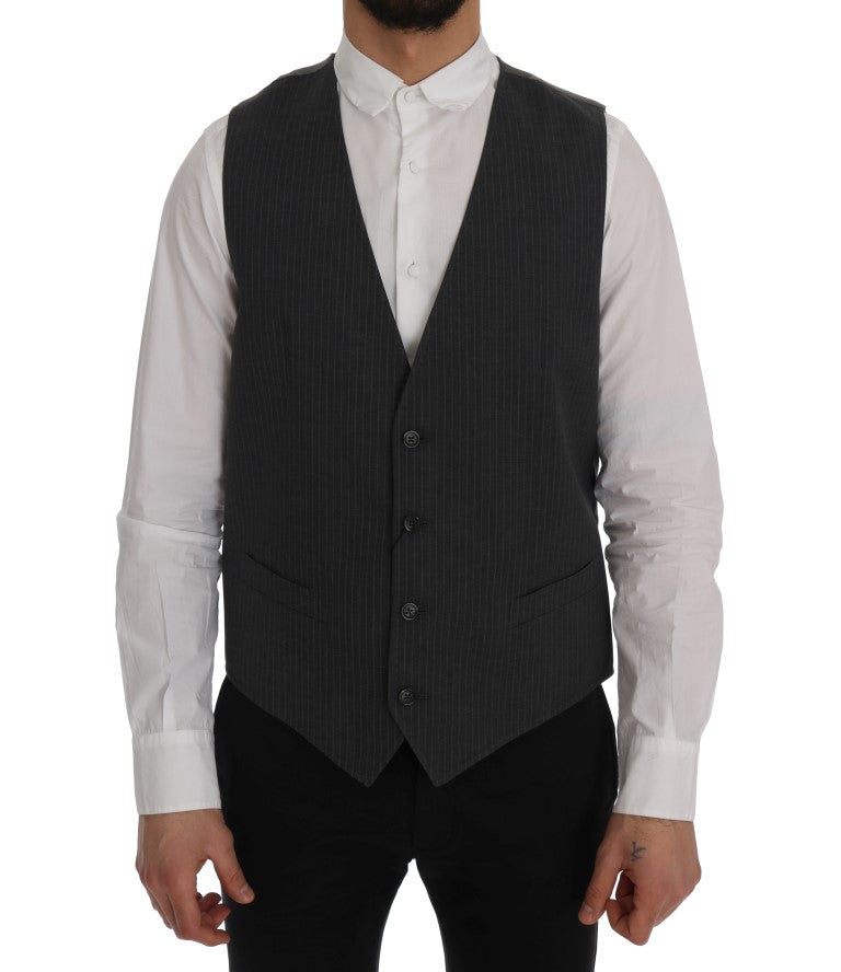 Dolce & Gabbana Gray STAFF Cotton Striped Vest | Regal Royce