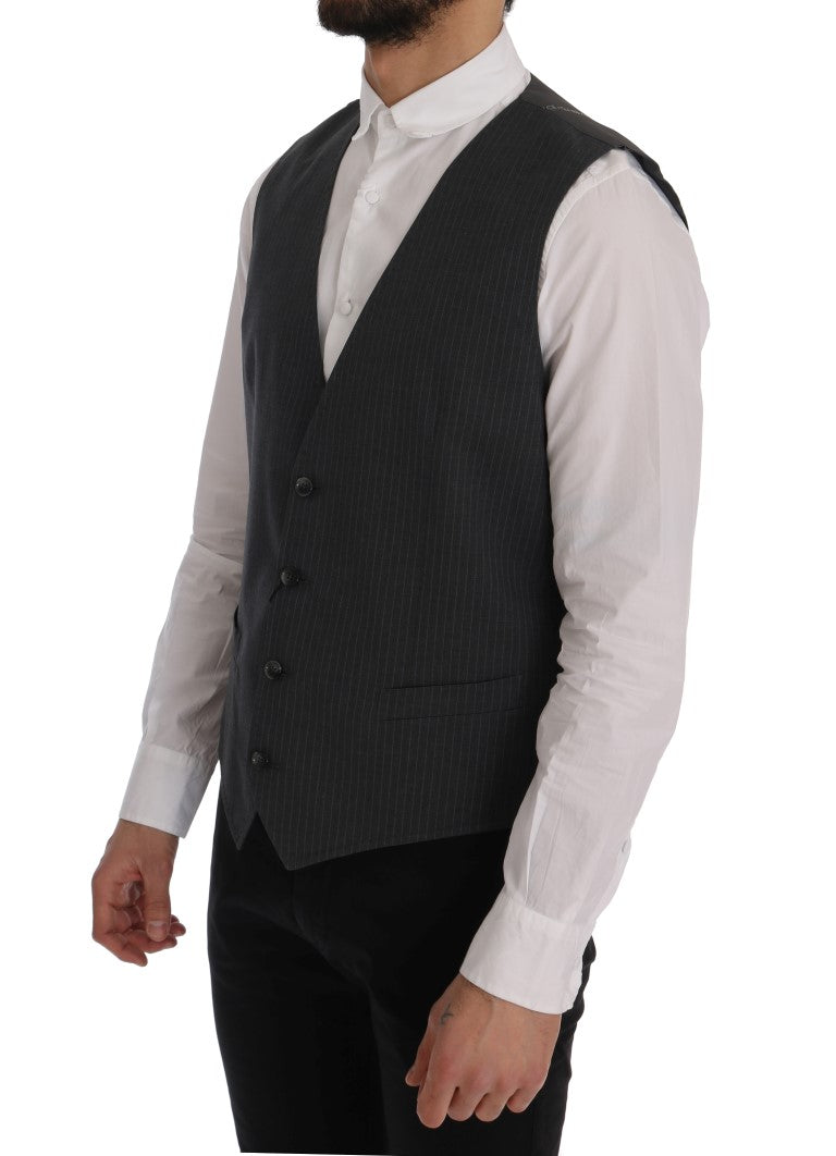 Dolce & Gabbana Gray STAFF Cotton Striped Vest | Regal Royce