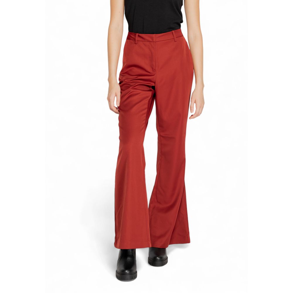 Vero Moda Red Polyester Flared Pants | Regal Royce