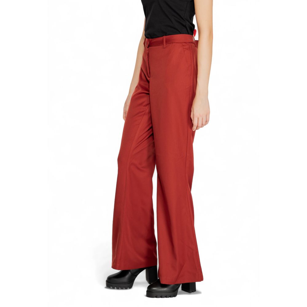 Vero Moda Red Polyester Flared Pants | Regal Royce