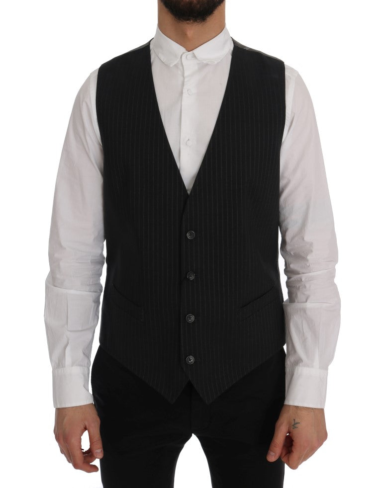Dolce & Gabbana Gray STAFF Cotton Striped Vest | Regal Royce