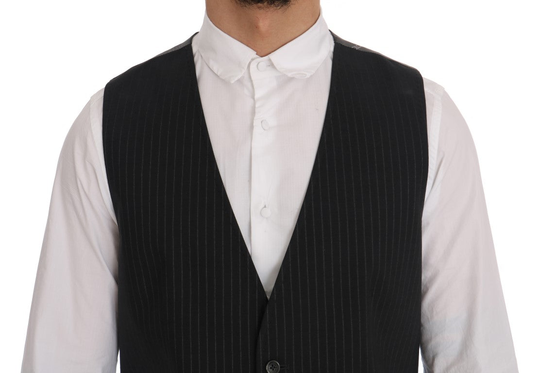 Dolce & Gabbana Gray STAFF Cotton Striped Vest | Regal Royce