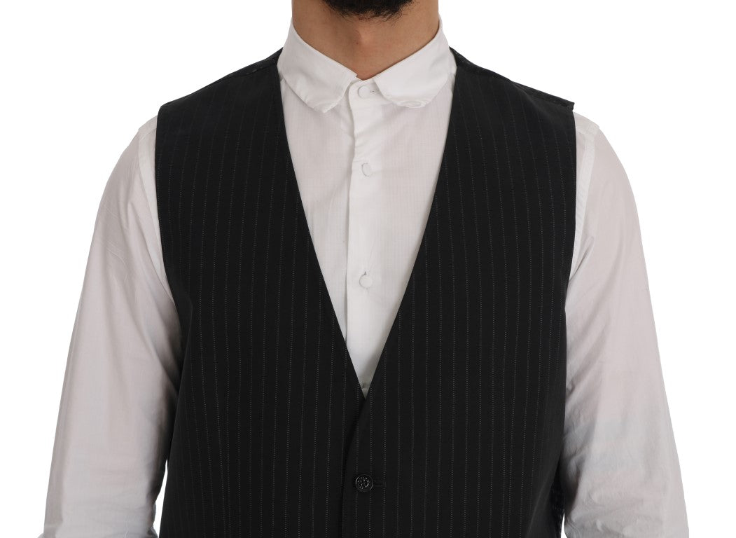 Dolce & Gabbana Gray STAFF Cotton Striped Vest | Regal Royce