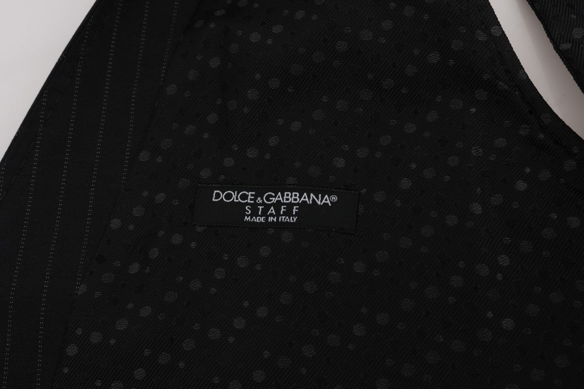 Dolce & Gabbana Gray STAFF Cotton Striped Vest | Regal Royce