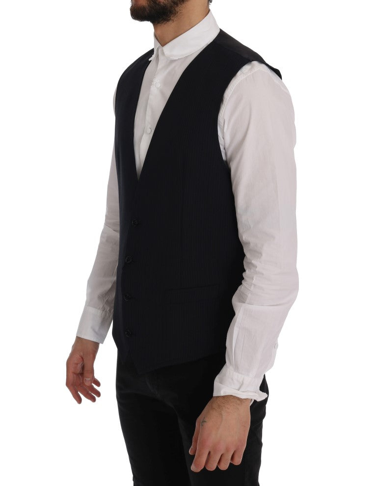 Dolce & Gabbana Black STAFF Wool Striped Vest | Regal Royce