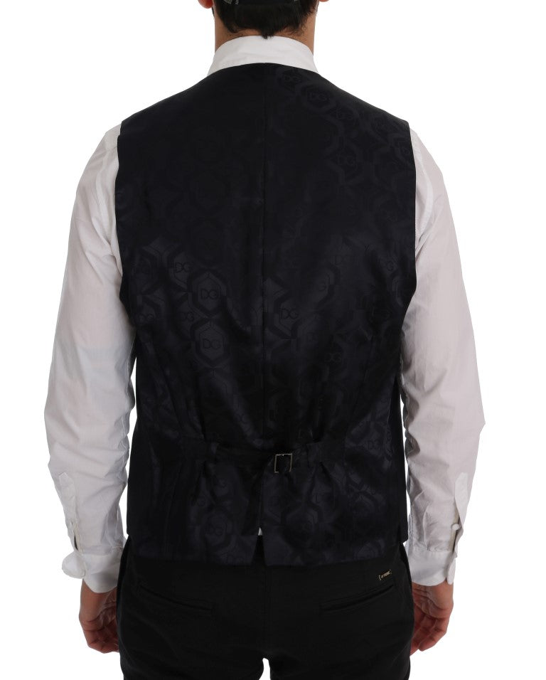 Dolce & Gabbana Black STAFF Wool Striped Vest | Regal Royce