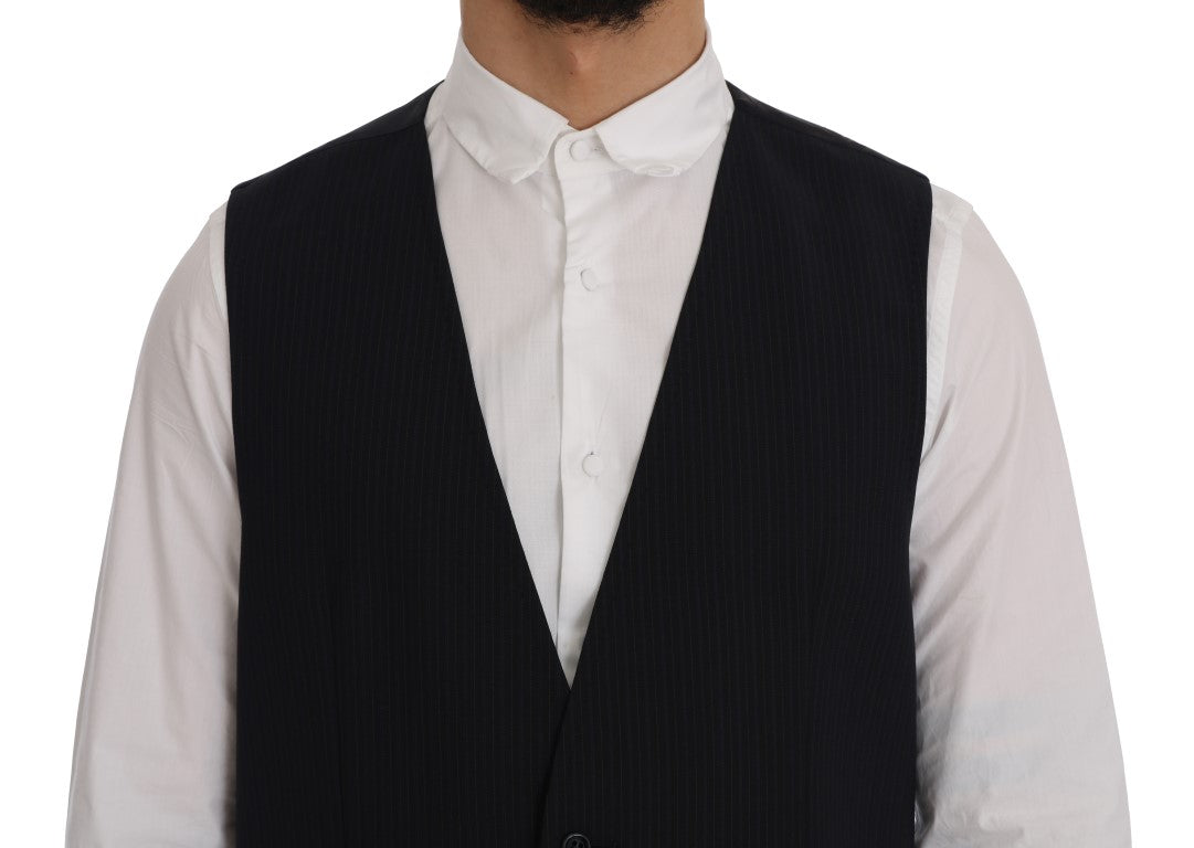 Dolce & Gabbana Black STAFF Wool Striped Vest | Regal Royce