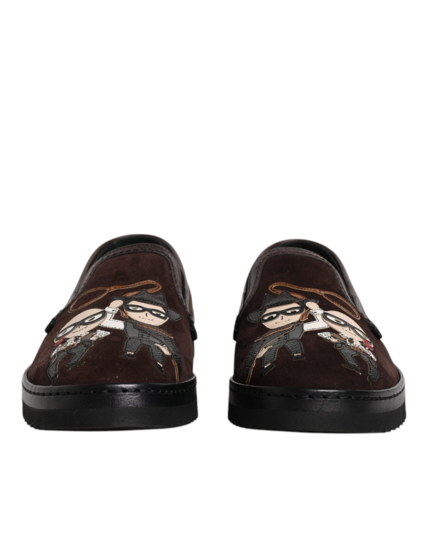 Dolce & Gabbana Brown Suede DG Family Slip On Flats Shoes | Regal Royce