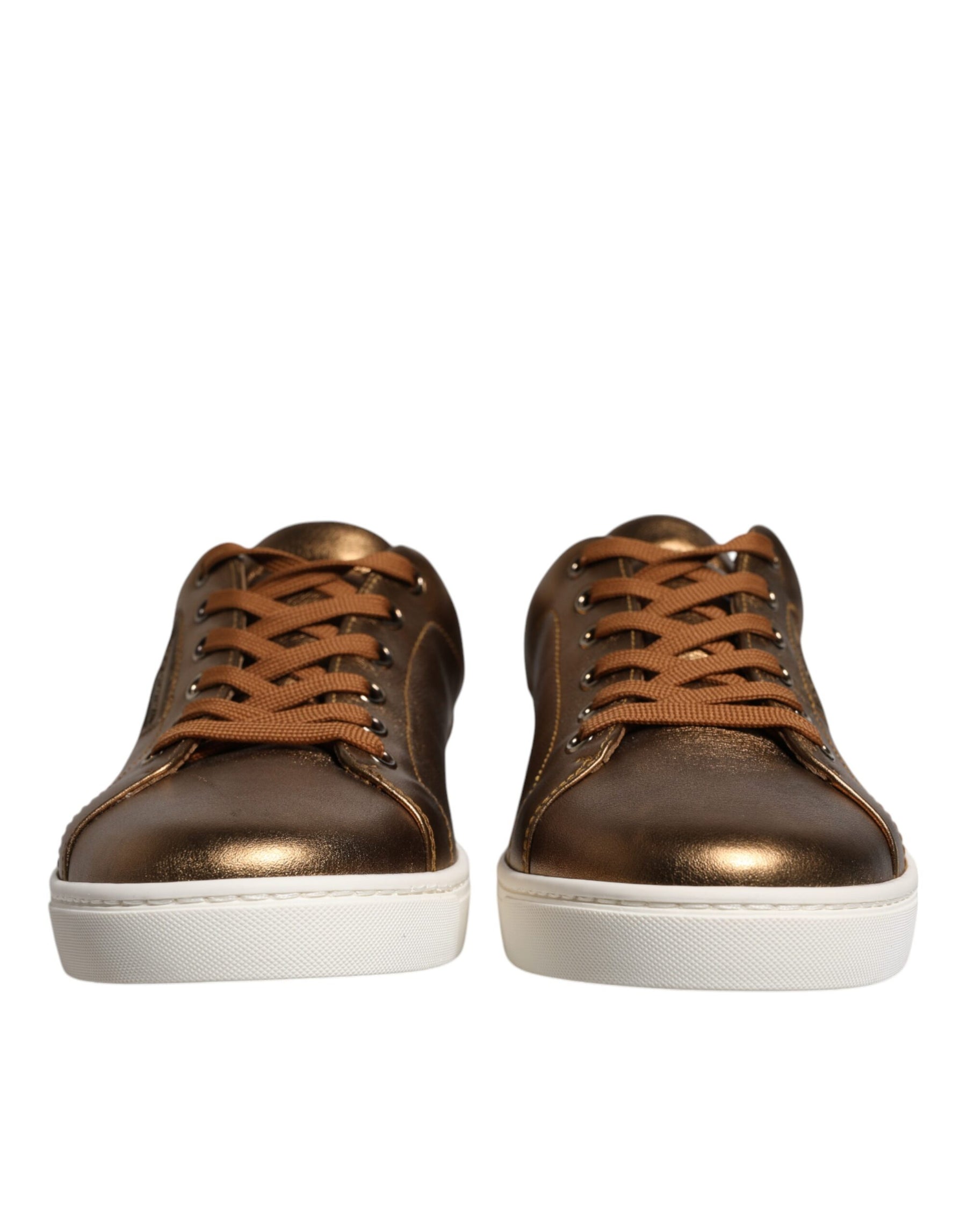 Dolce & Gabbana Gold Leather Logo London Men Sneaker Shoes | Regal Royce