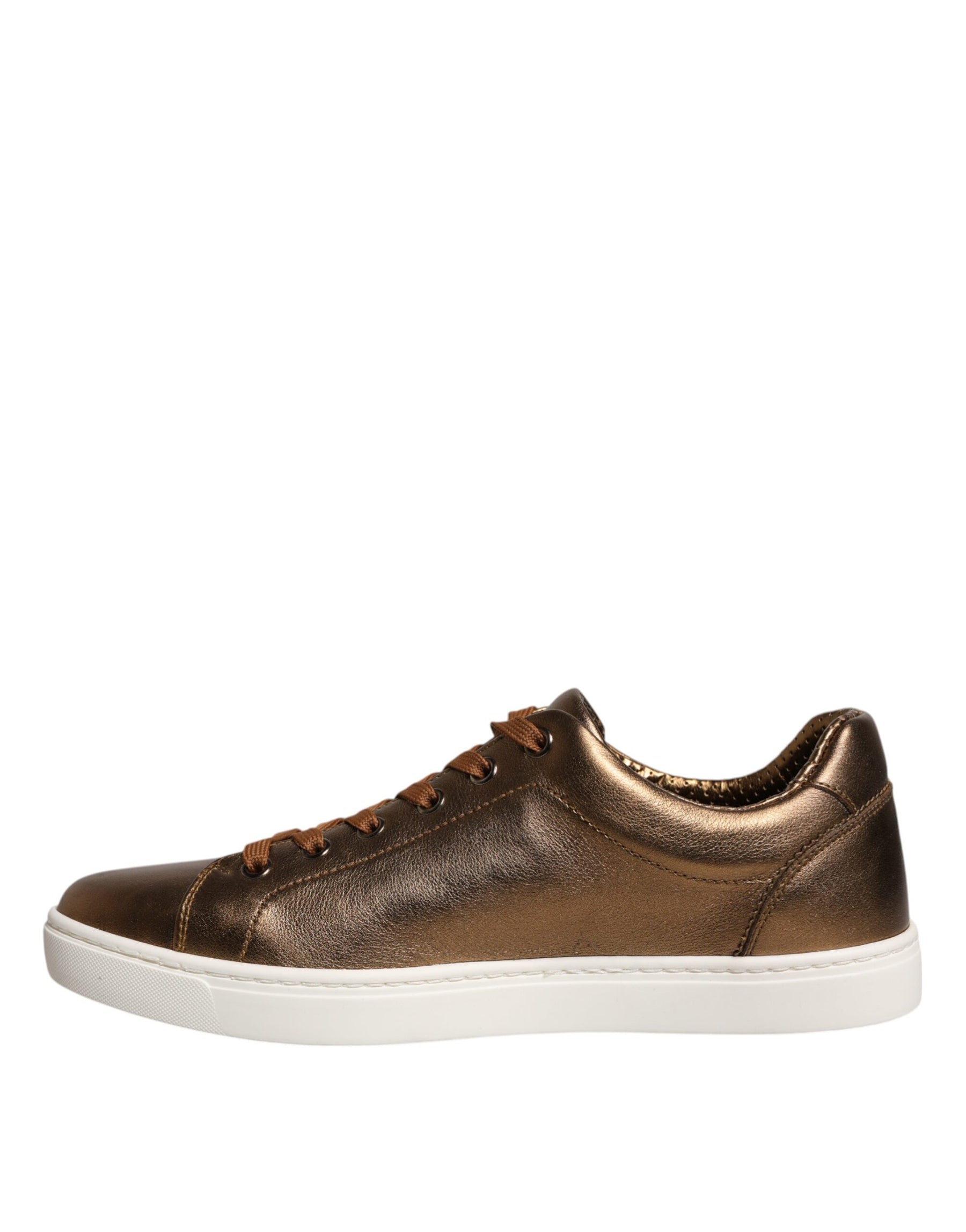 Dolce & Gabbana Gold Leather Logo London Men Sneaker Shoes | Regal Royce