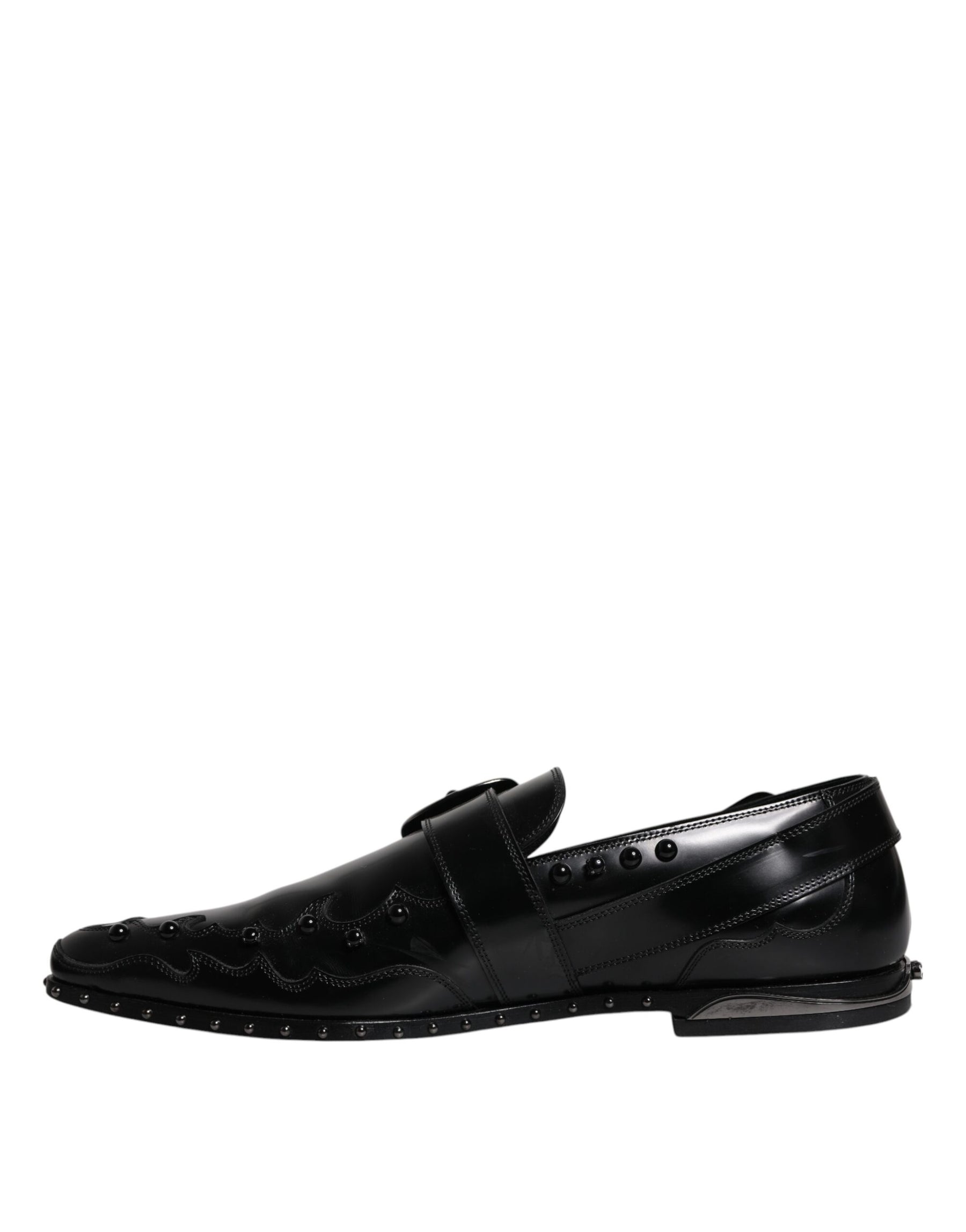 Dolce & Gabbana Black Embellished Derby Monk Strap Shoes | Regal Royce