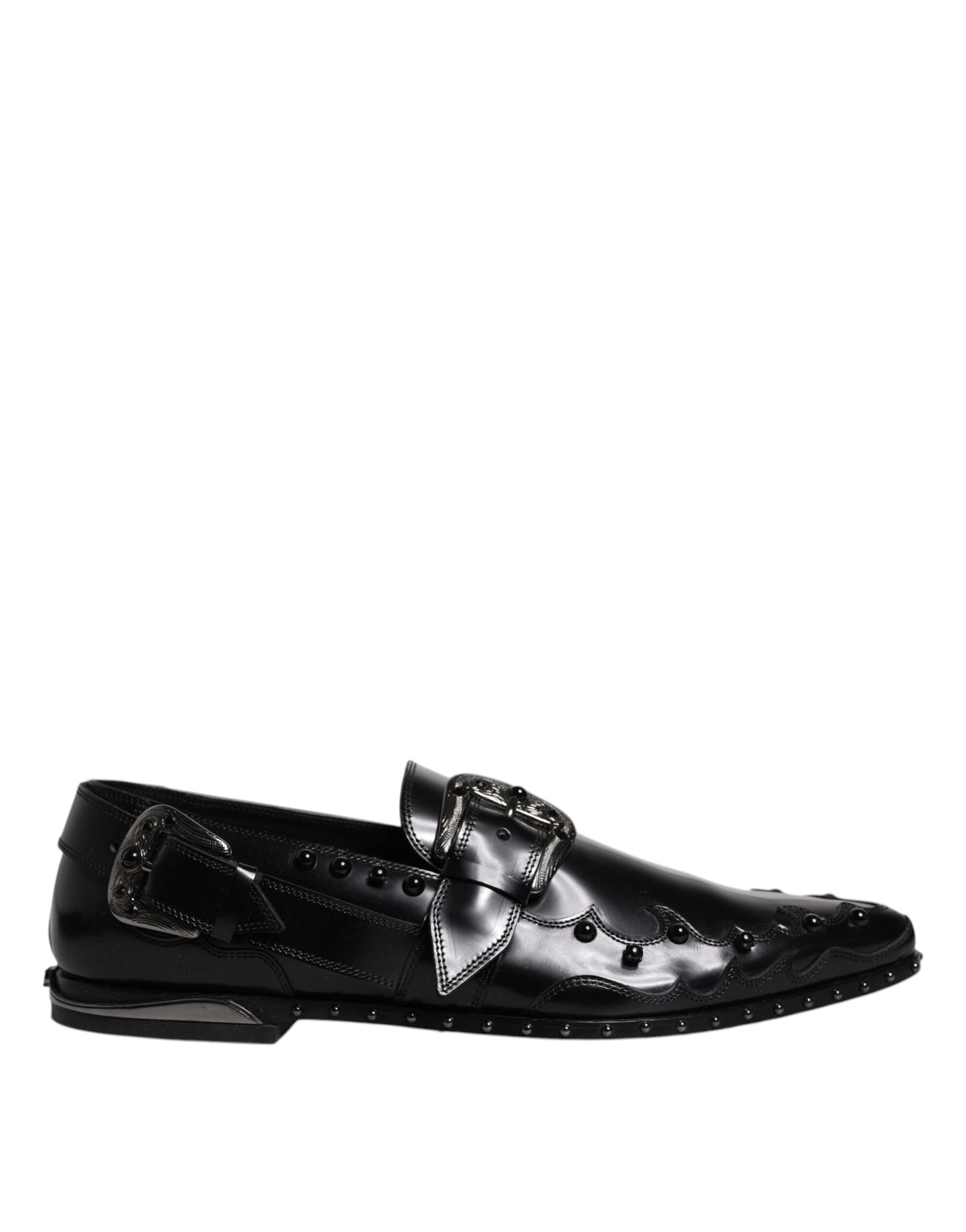 Dolce & Gabbana Black Embellished Derby Monk Strap Shoes | Regal Royce