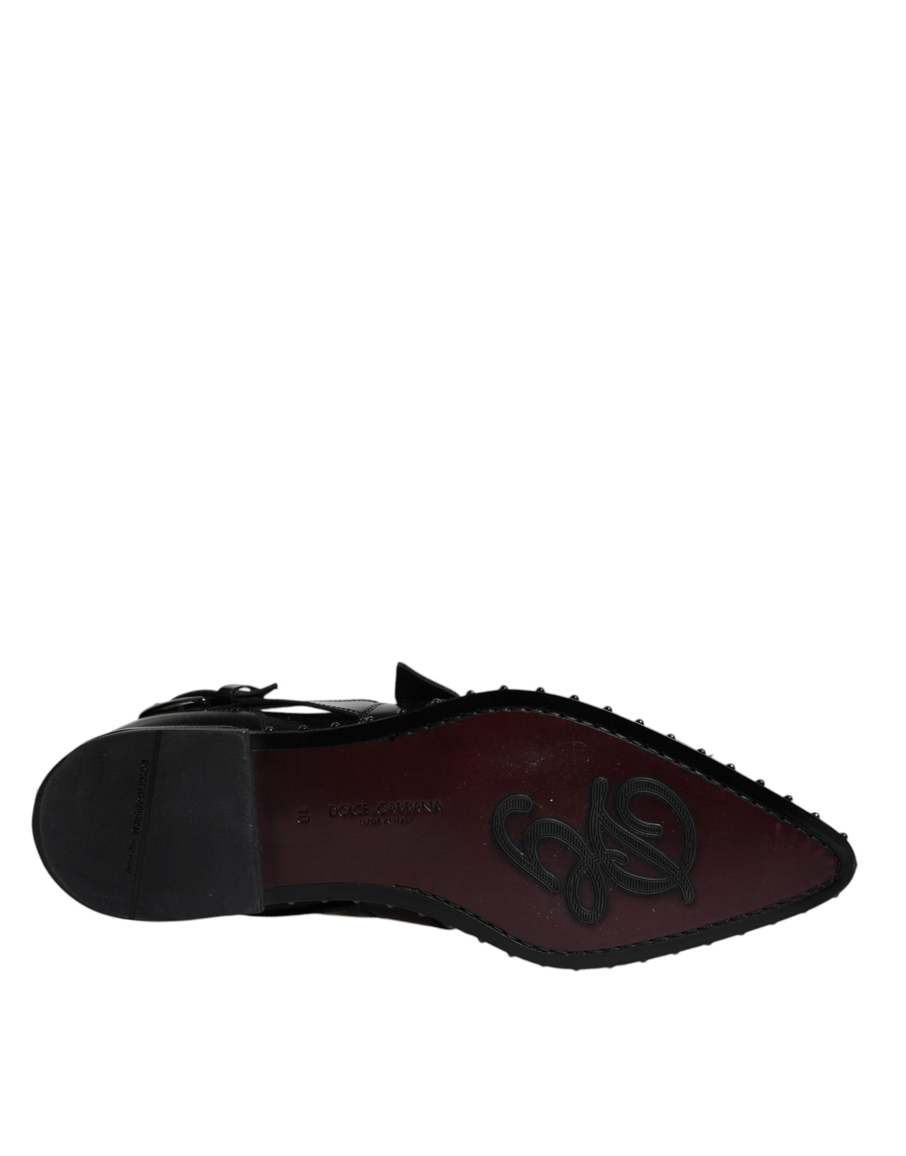 Dolce & Gabbana Black Embellished Derby Monk Strap Shoes | Regal Royce