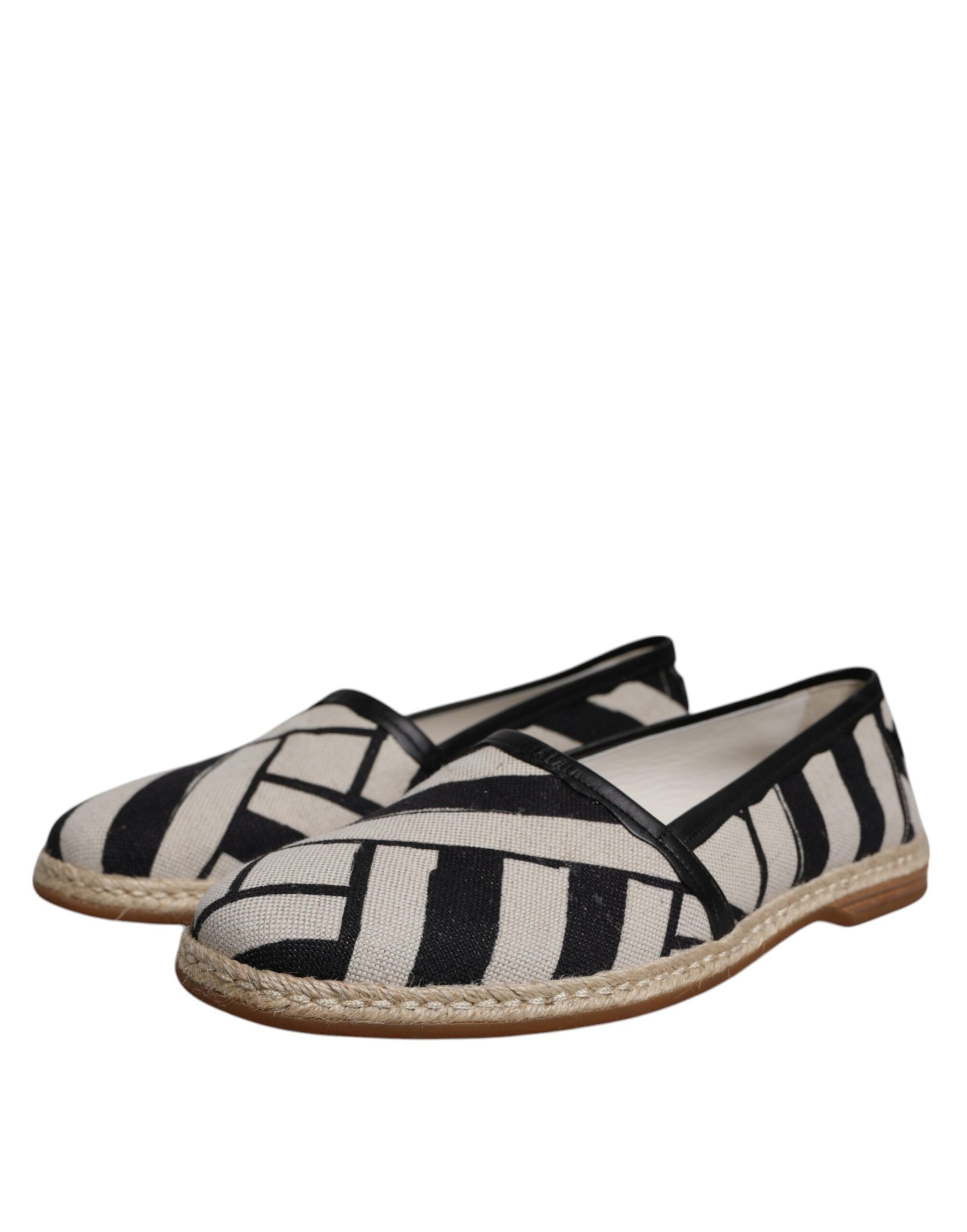 Dolce & Gabbana Black White Stripes Slip On Espadrille Shoes | Regal Royce