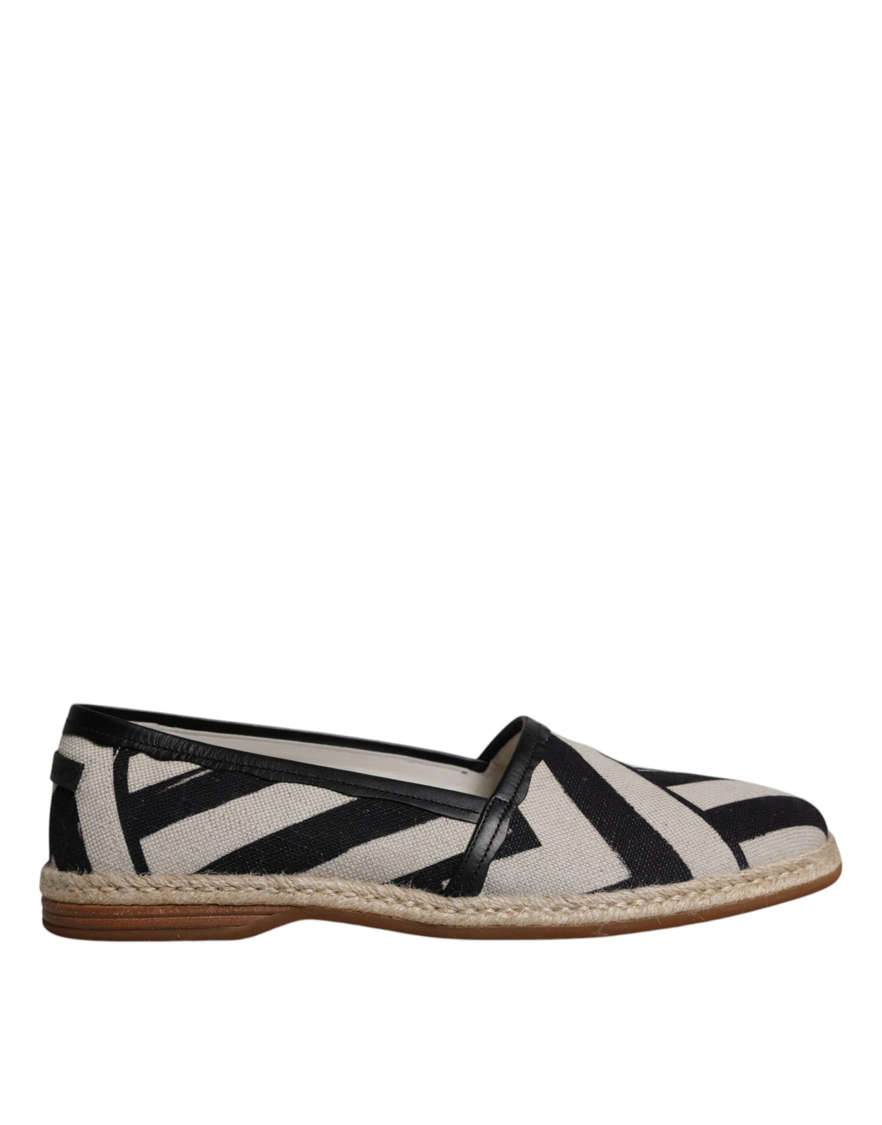 Dolce & Gabbana Black White Stripes Slip On Espadrille Shoes | Regal Royce