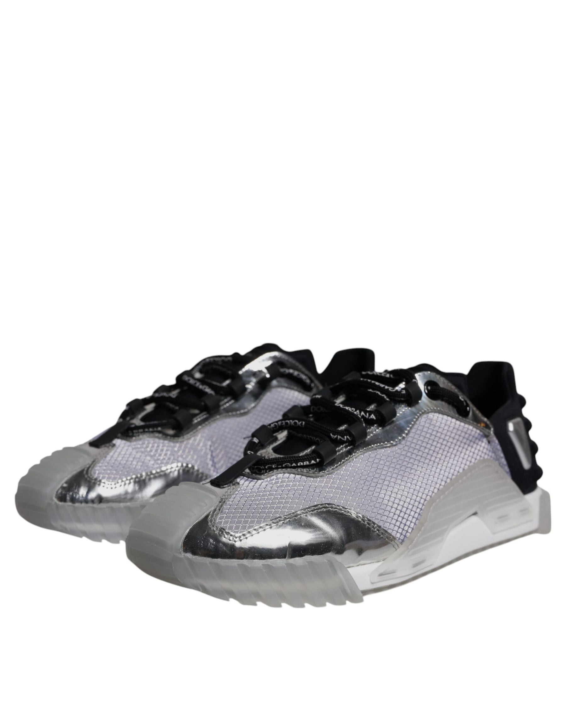 Dolce & Gabbana Silver Black Nylon NS1 Low Top Sneakers Shoes | Regal Royce