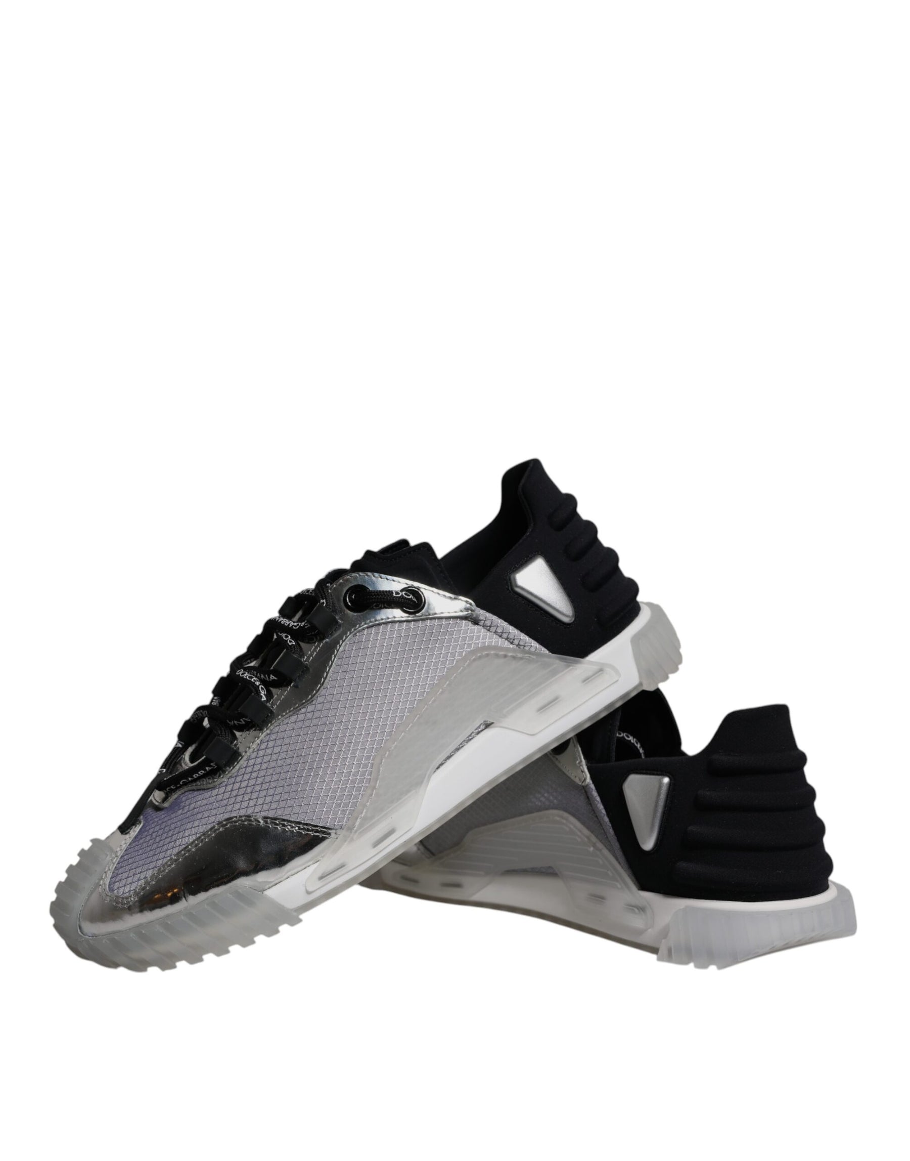 Dolce & Gabbana Silver Black Nylon NS1 Low Top Sneakers Shoes | Regal Royce