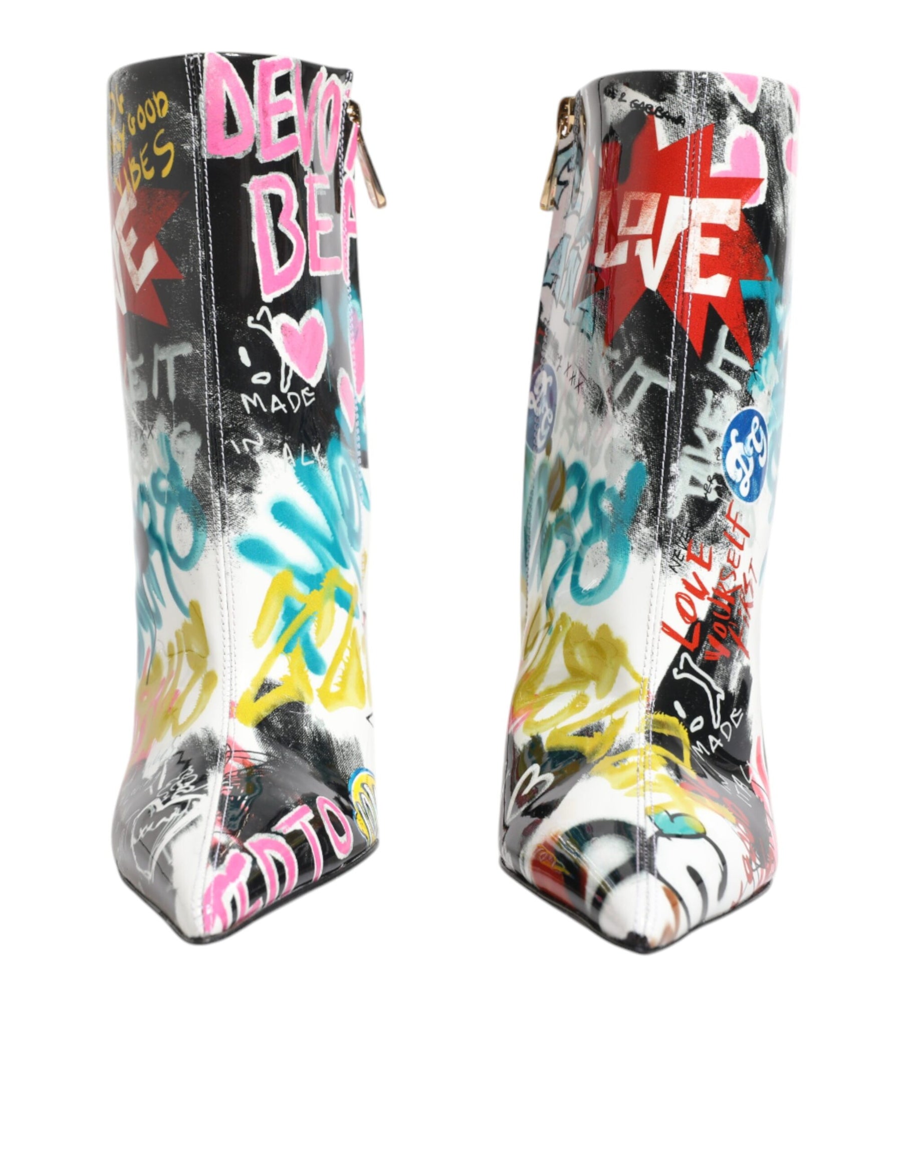 Dolce & Gabbana Multicolor Graffiti Keira Mid Calf Boots Shoes | Regal Royce