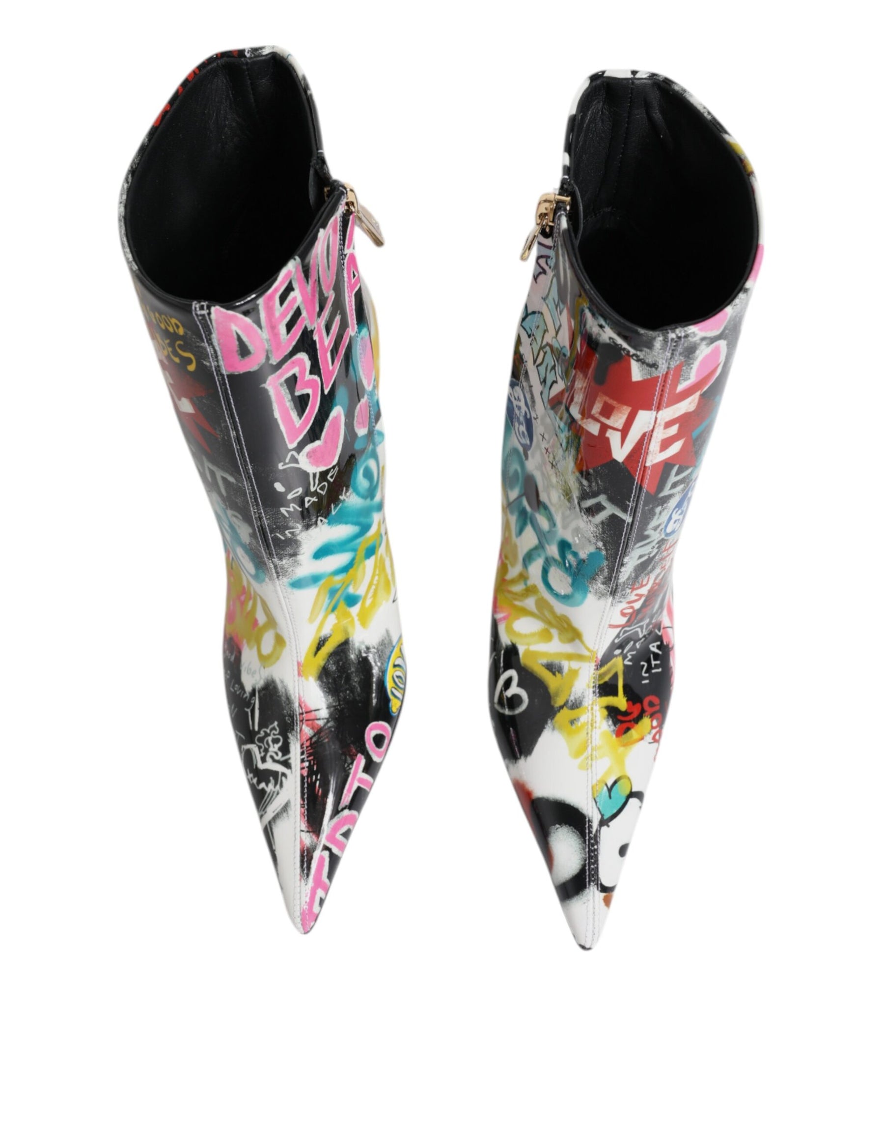 Dolce & Gabbana Multicolor Graffiti Keira Mid Calf Boots Shoes | Regal Royce