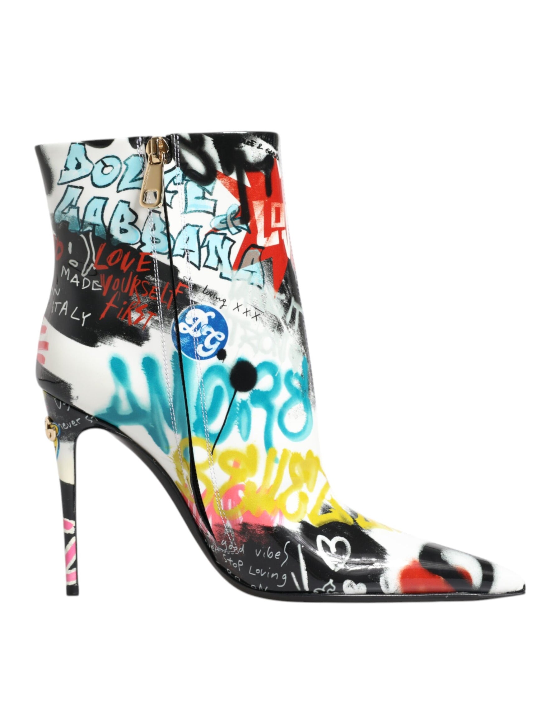 Dolce & Gabbana Multicolor Graffiti Keira Mid Calf Boots Shoes | Regal Royce