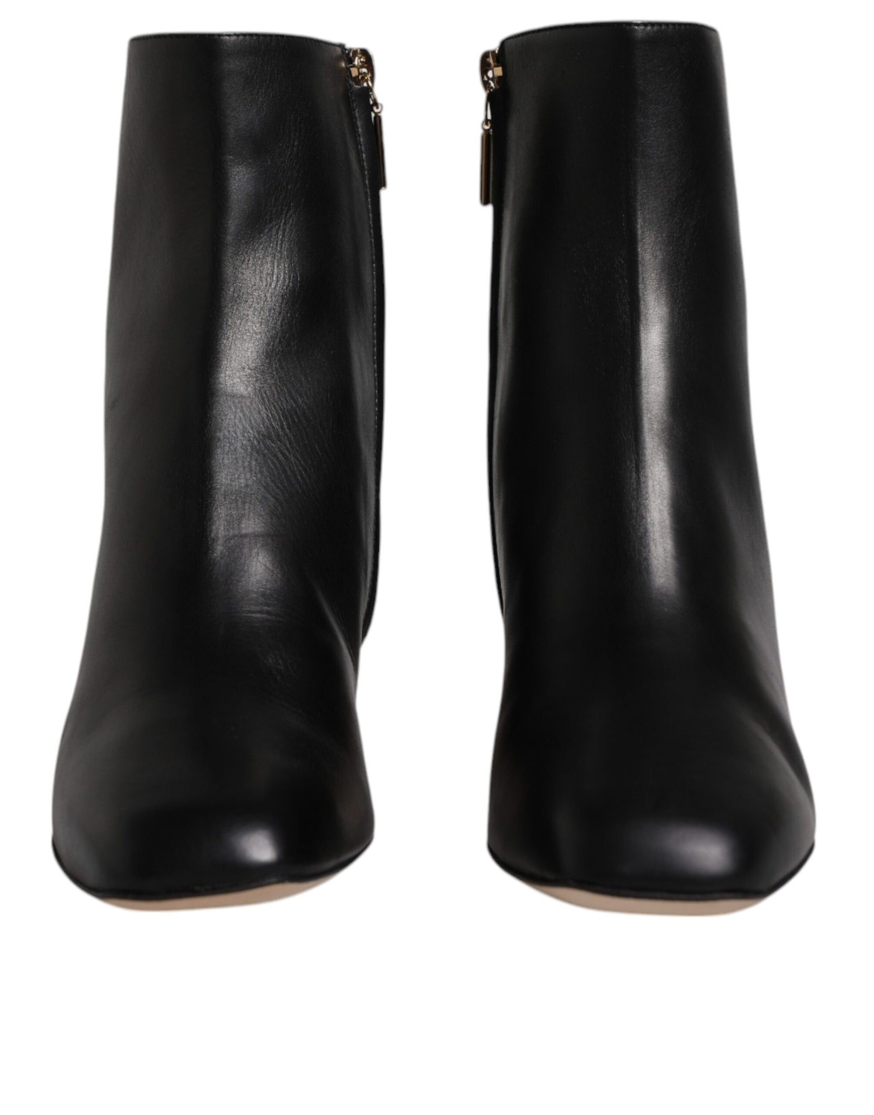 Dolce & Gabbana Black Jackie Leather Mid Calf Boots Shoes | Regal Royce
